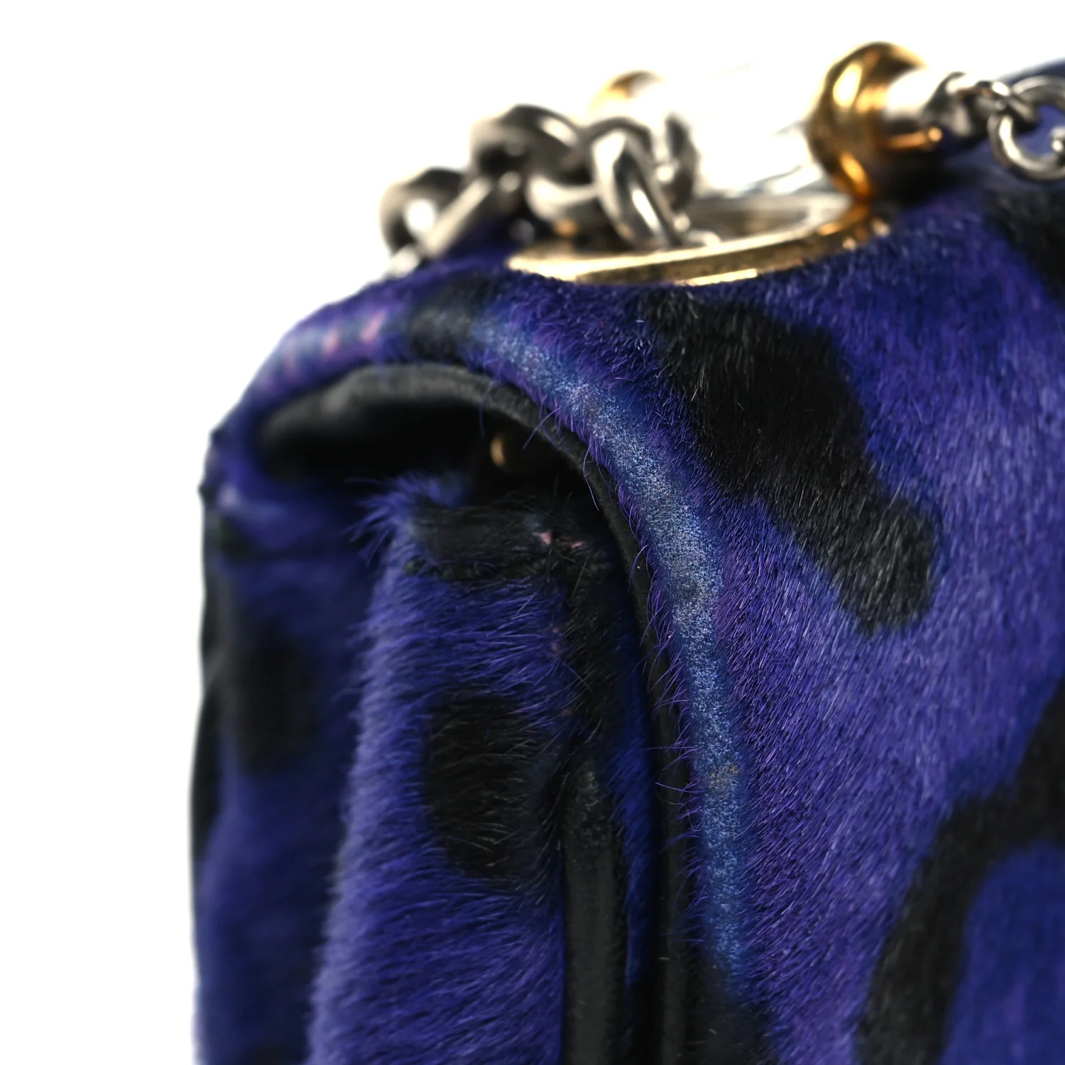 Pony Hair Leopard Print Shoulder Bag Purple - Image 10