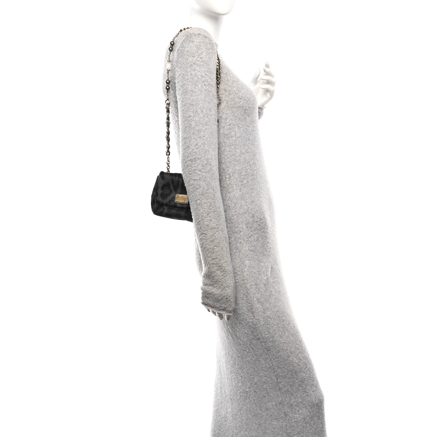 Pony Hair Leopard Print Shoulder Bag Purple - Image 2