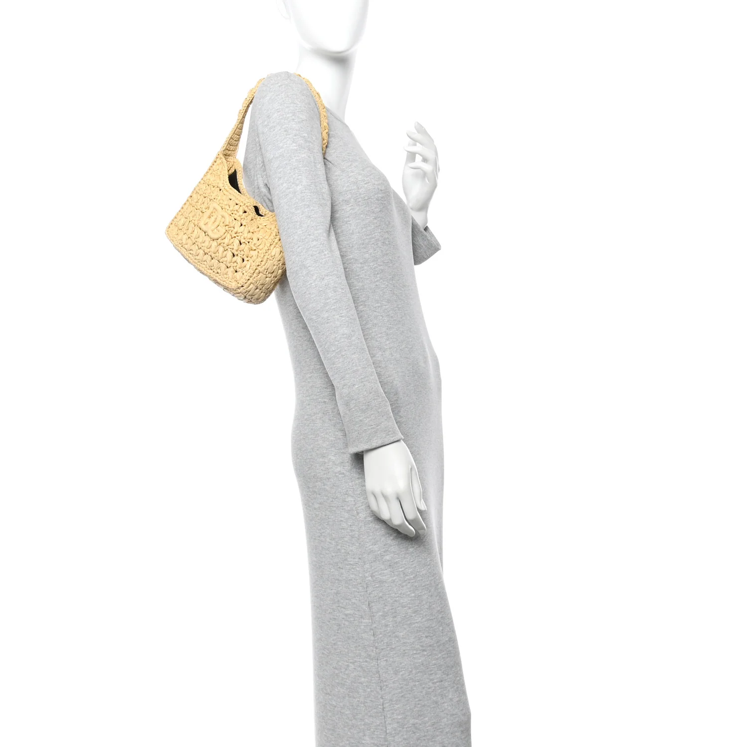 Raffia Crochet 3.5 Shoulder Bag Beige - Image 3