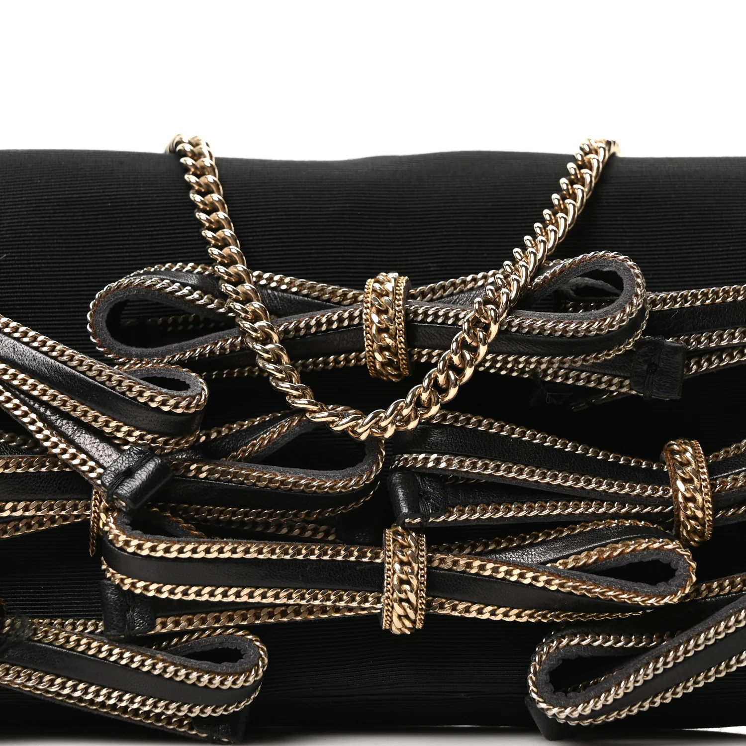 Satin Bow Sasha Chain Clutch Black - Image 12