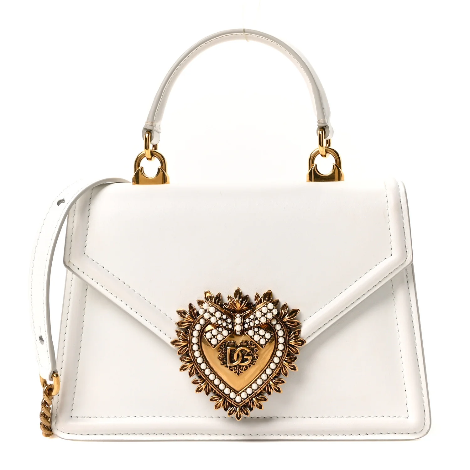 Smooth Calfskin Small Devotion Envelope Top Handle Bag White