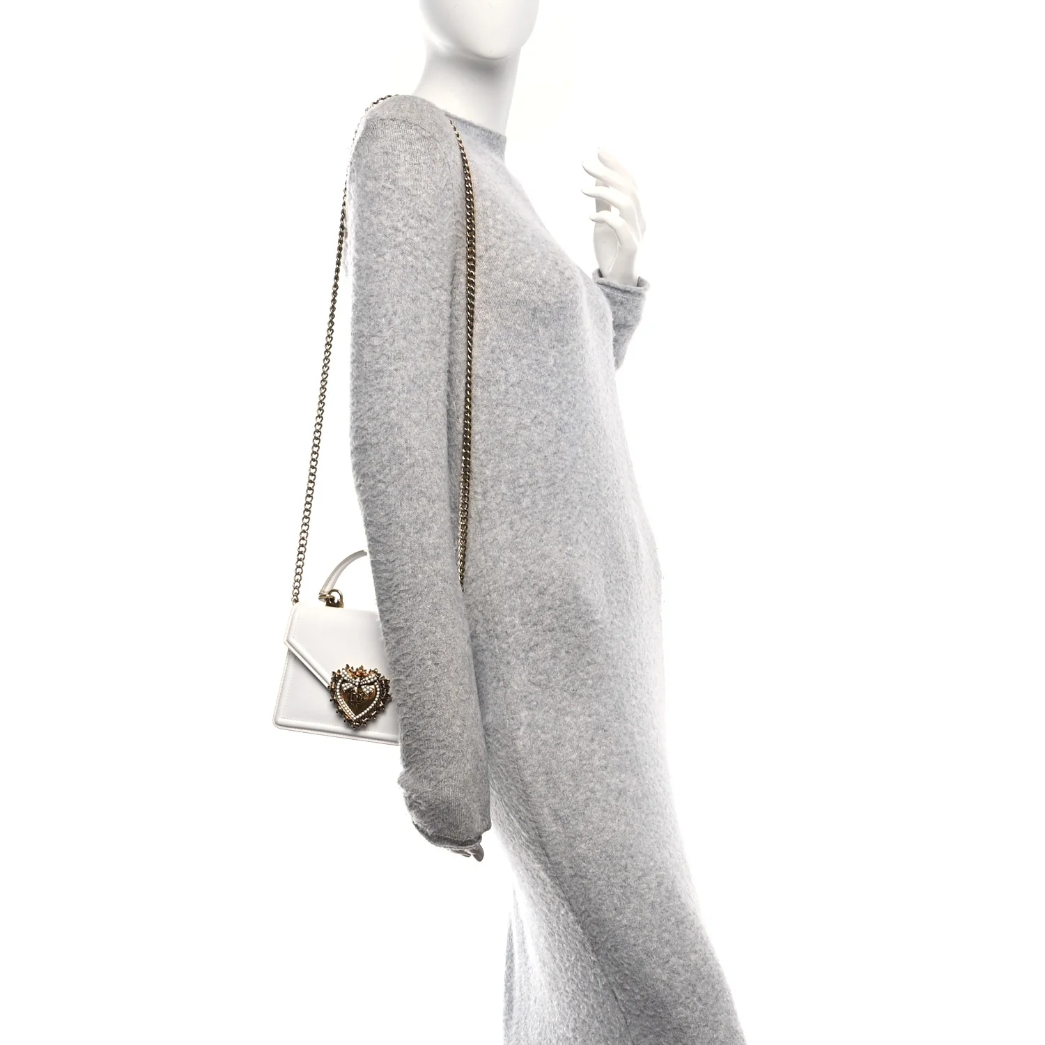 Smooth Calfskin Small Devotion Envelope Top Handle Bag White - Image 2