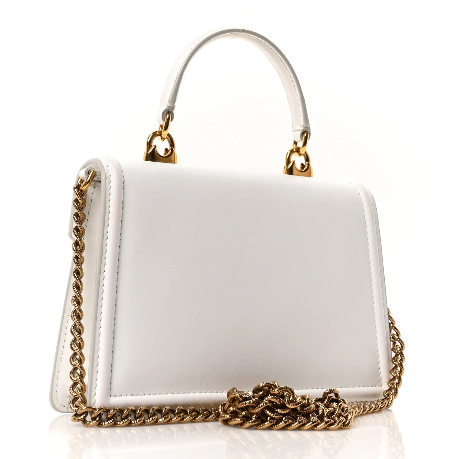 Smooth Calfskin Small Devotion Envelope Top Handle Bag White - Image 3