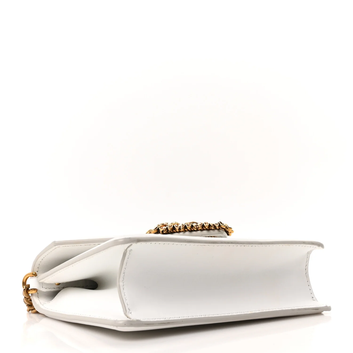 Smooth Calfskin Small Devotion Envelope Top Handle Bag White - Image 4