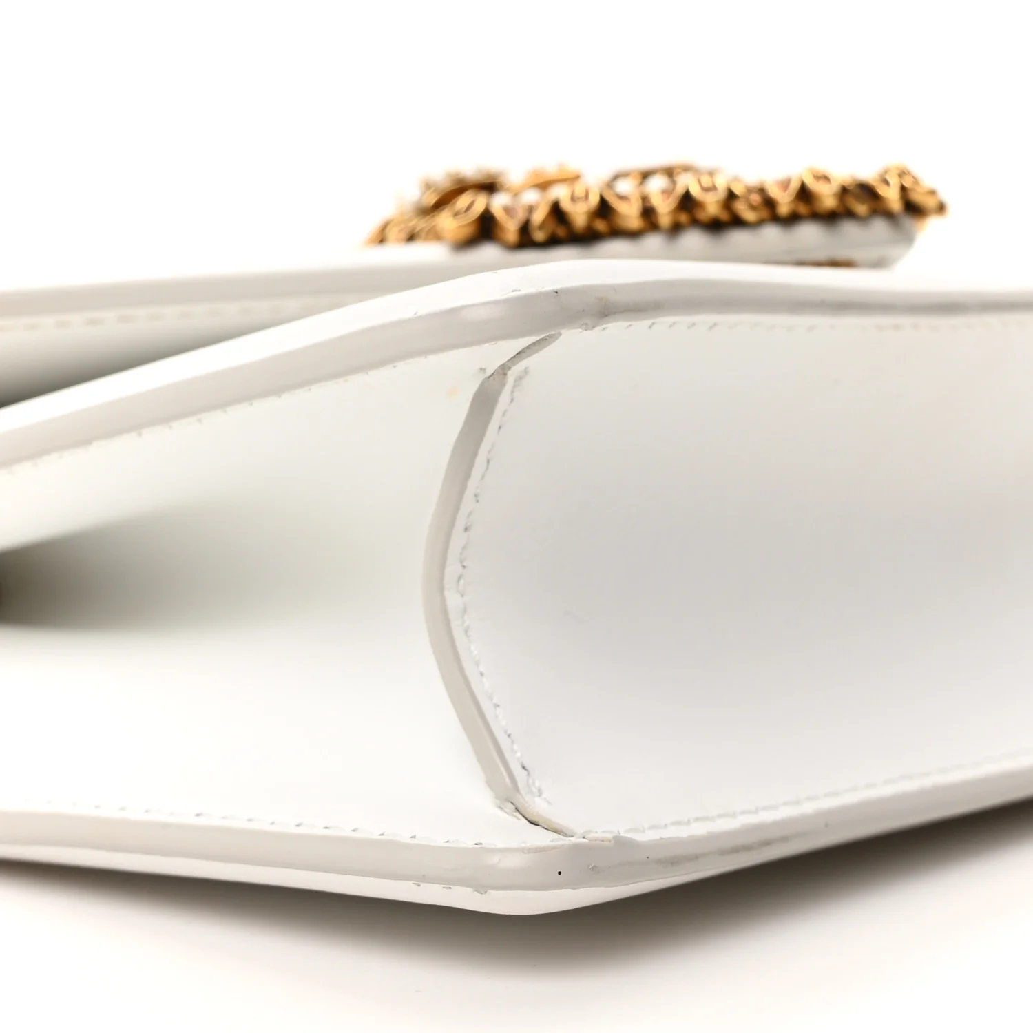 Smooth Calfskin Small Devotion Envelope Top Handle Bag White - Image 8