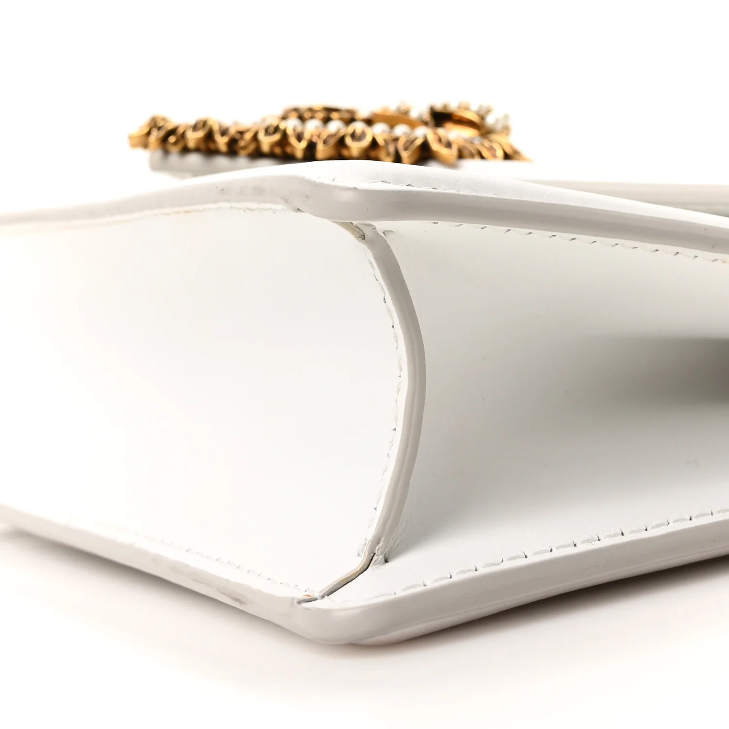Smooth Calfskin Small Devotion Envelope Top Handle Bag White - Image 9