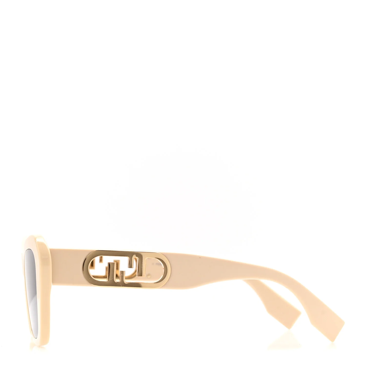 Acetate Fendi Square Sunglasses FE40100I Beige Gold - Image 3