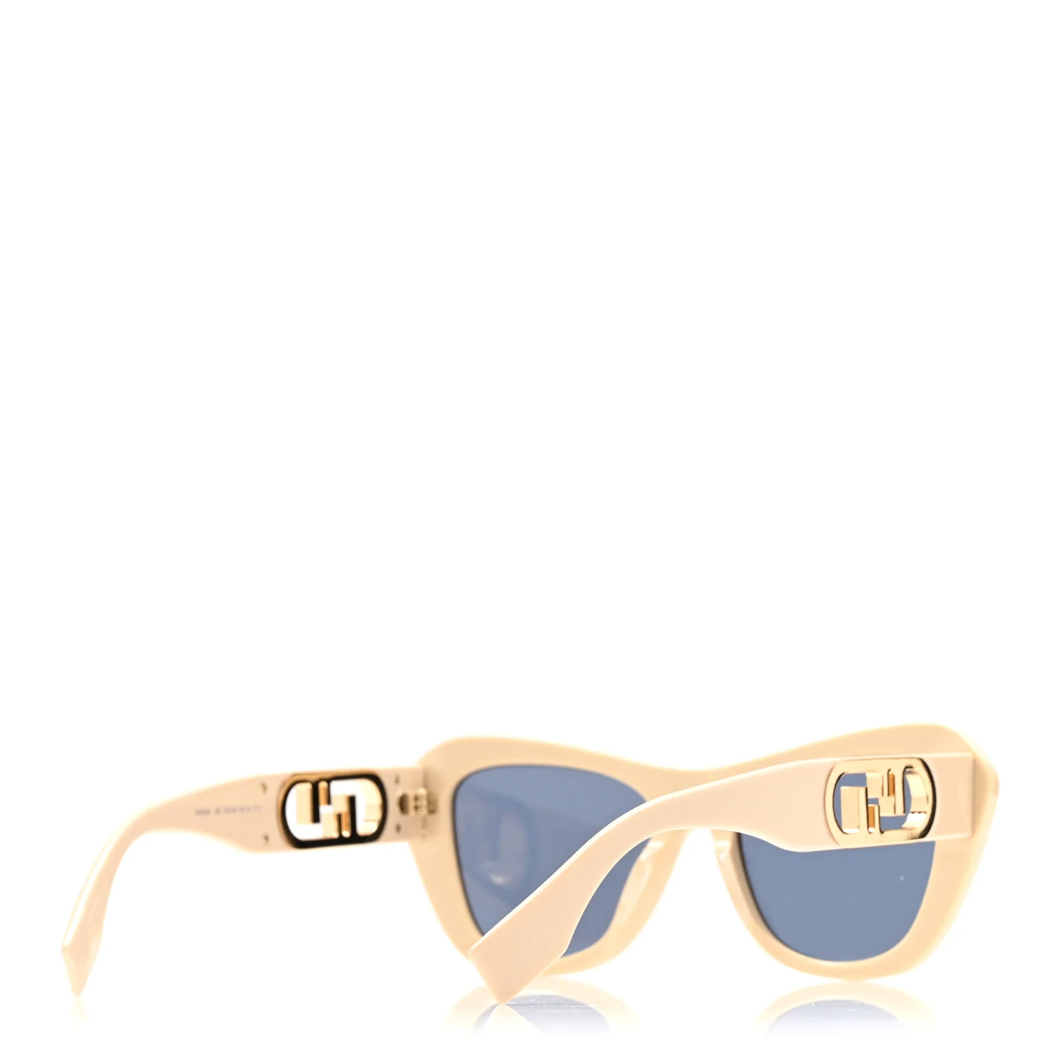 Acetate Fendi Square Sunglasses FE40100I Beige Gold - Image 4