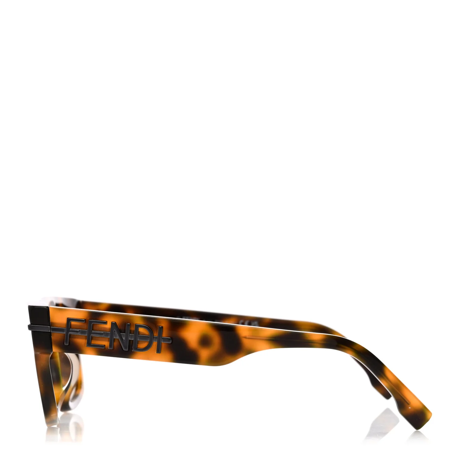 Acetate Fendigraphy Rectangle Sunglasses FE40091U Tortoise - Image 3