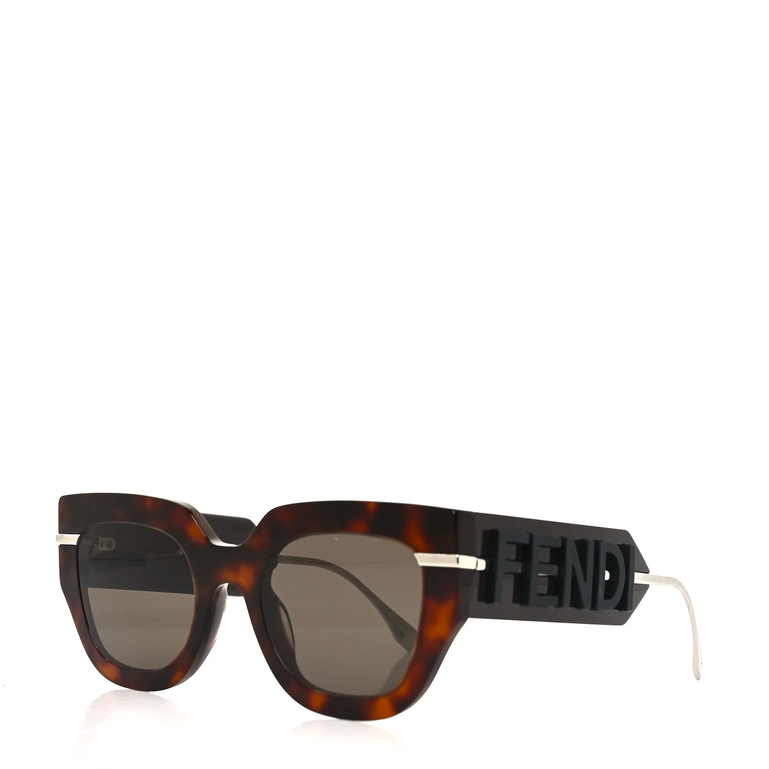 Acetate Metal Fendigraphy Square Cat Eye Sunglasses FE 40097I Tortoise
