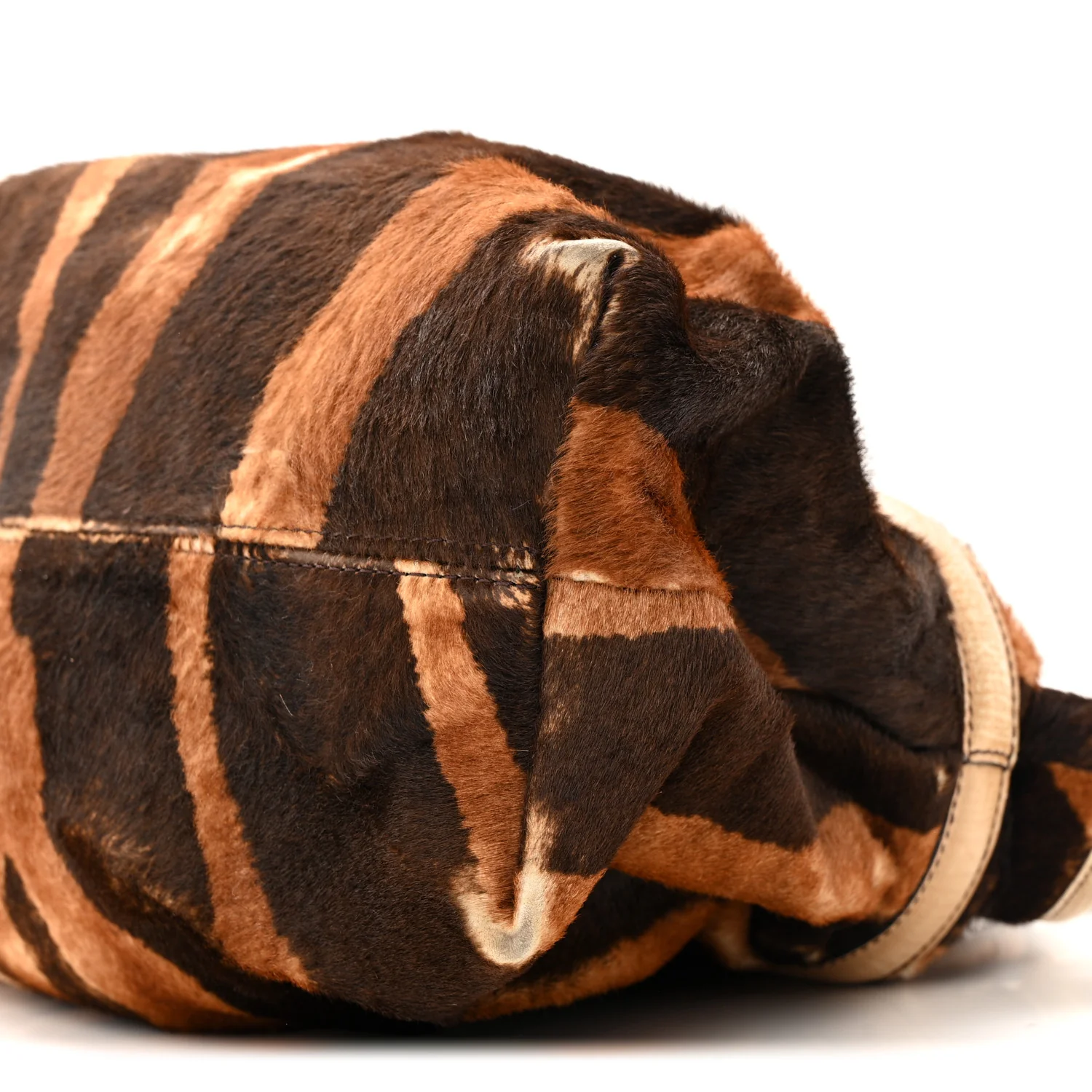 Calf Hair Zebra Print Chef Shopper Tote White Brown - Image 10