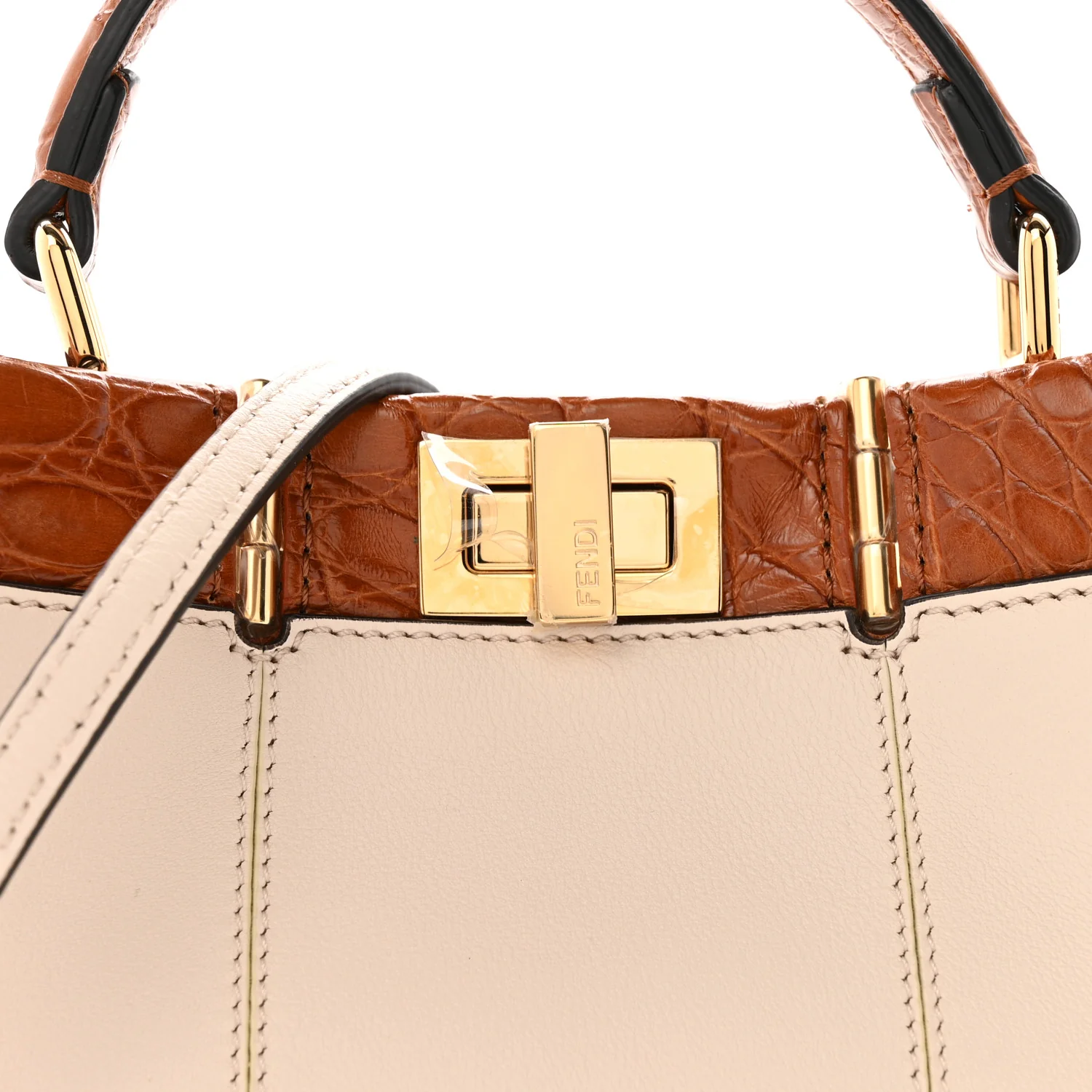 Calfskin Crocodile Mini Peekaboo Iconic Satchel Camelia Toast - Image 8