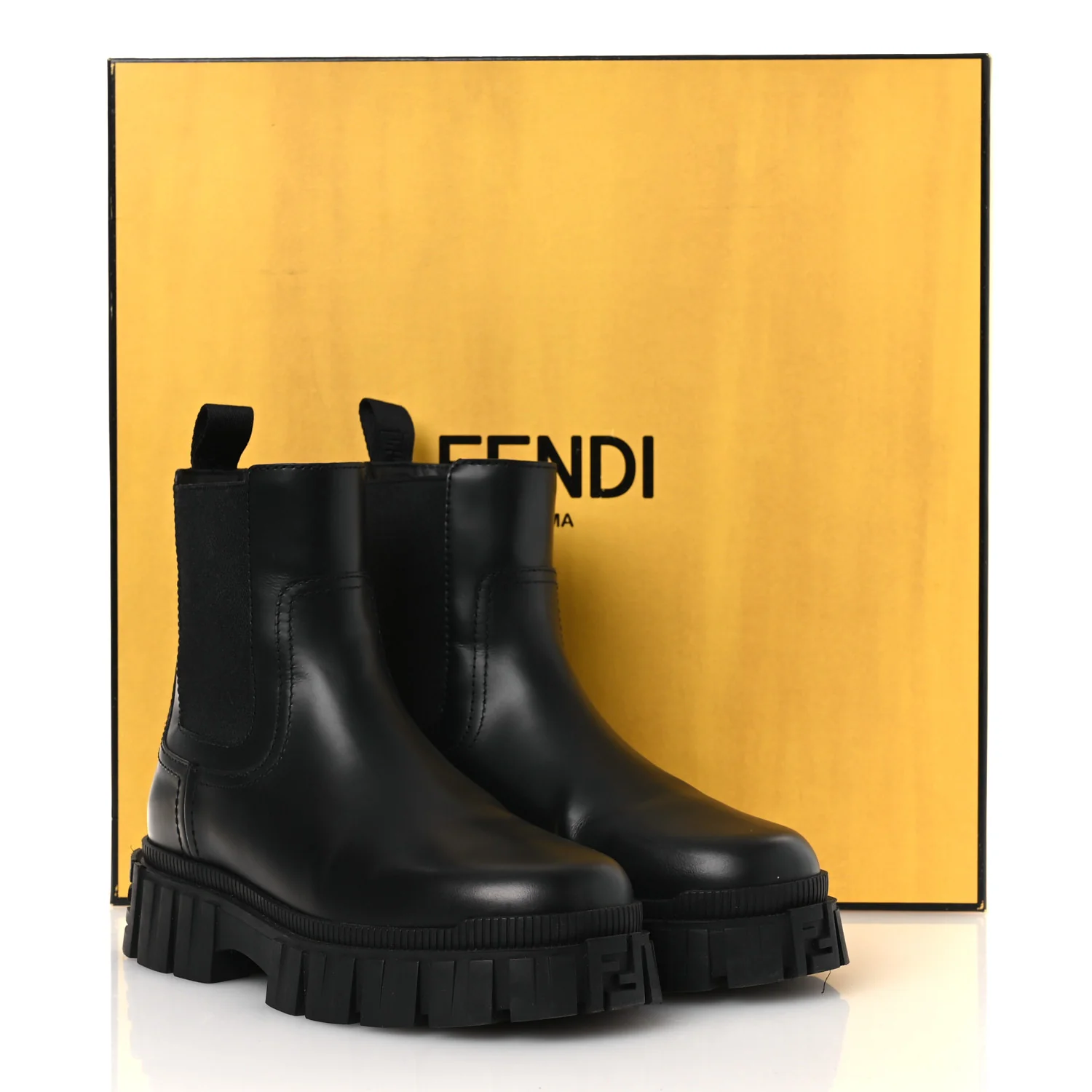 Calfskin Rubber Fendi Force Chelsea Boots 36 Black - Image 11