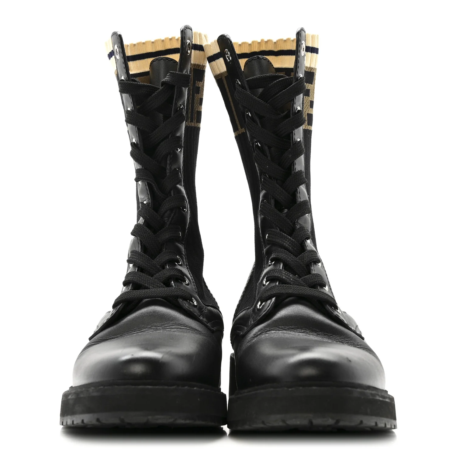 Calfskin Stretch Fabric Rockoko Biker Boots 36 Tobacco Black Marino - Image 3