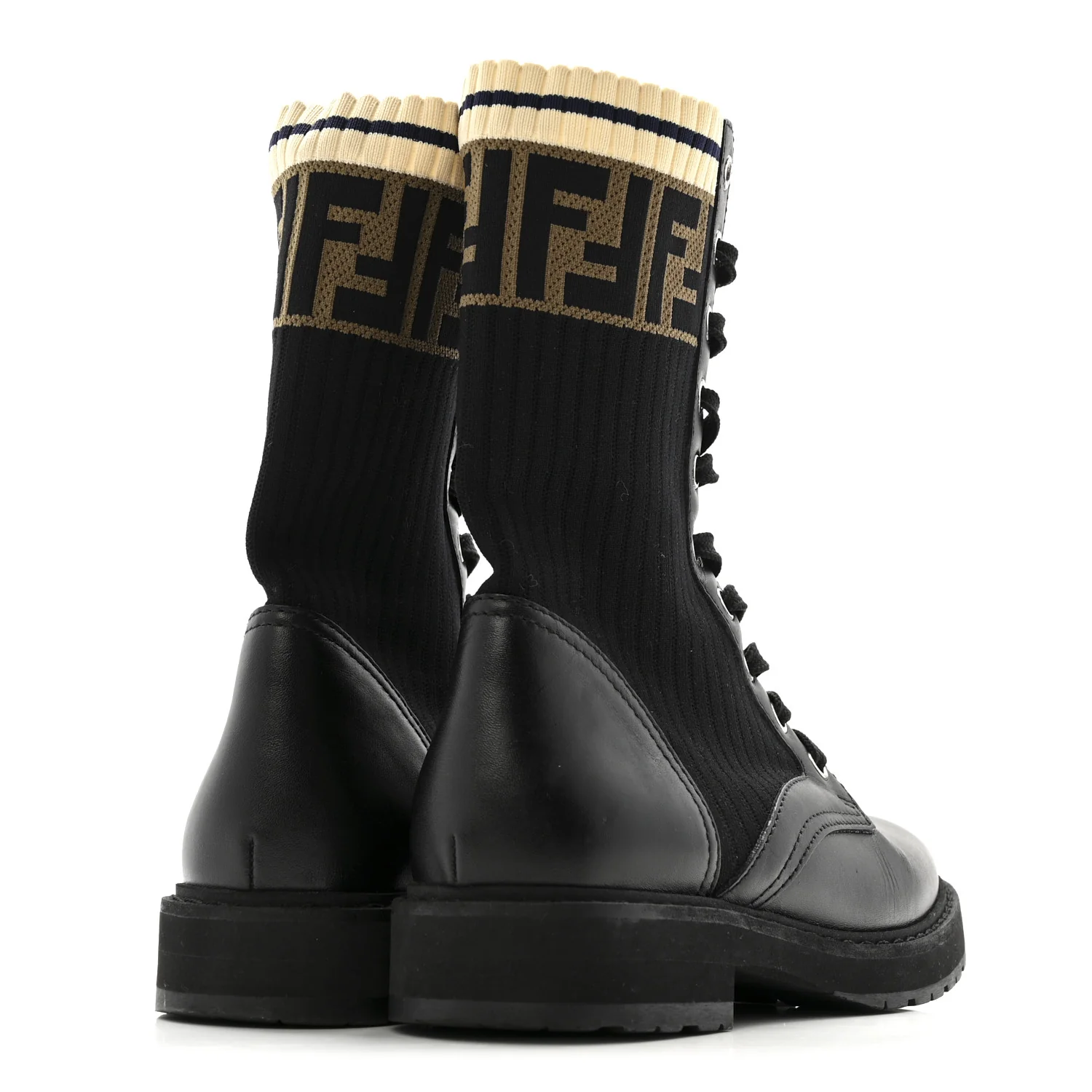 Calfskin Stretch Fabric Rockoko Biker Boots 36 Tobacco Black Marino - Image 5