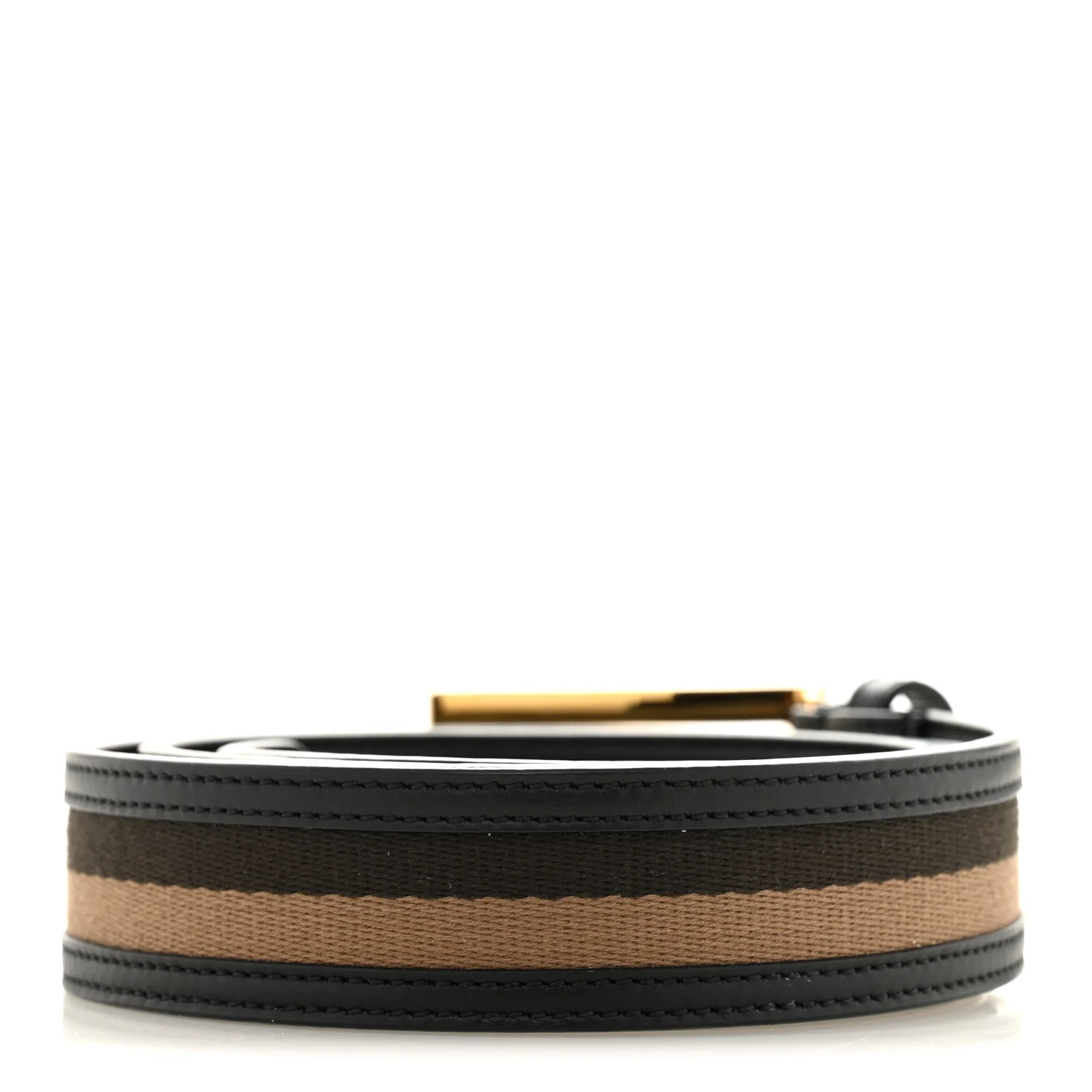 Canvas Calfskin Baguette Belt 85 34 Black Brown - Image 2