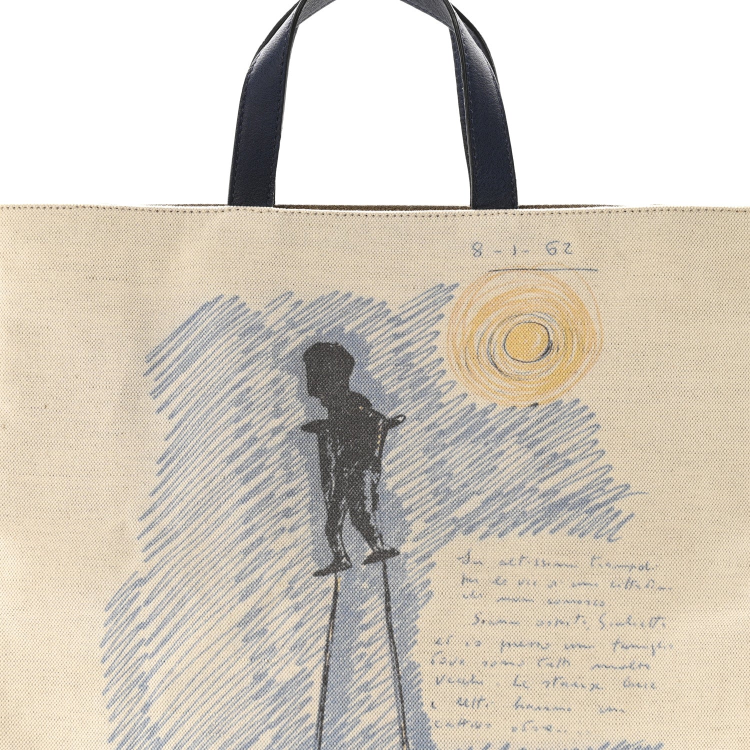 Canvas Federico Fellini Printed Flat Shopping Tote Grezzo Multicolor - Image 8
