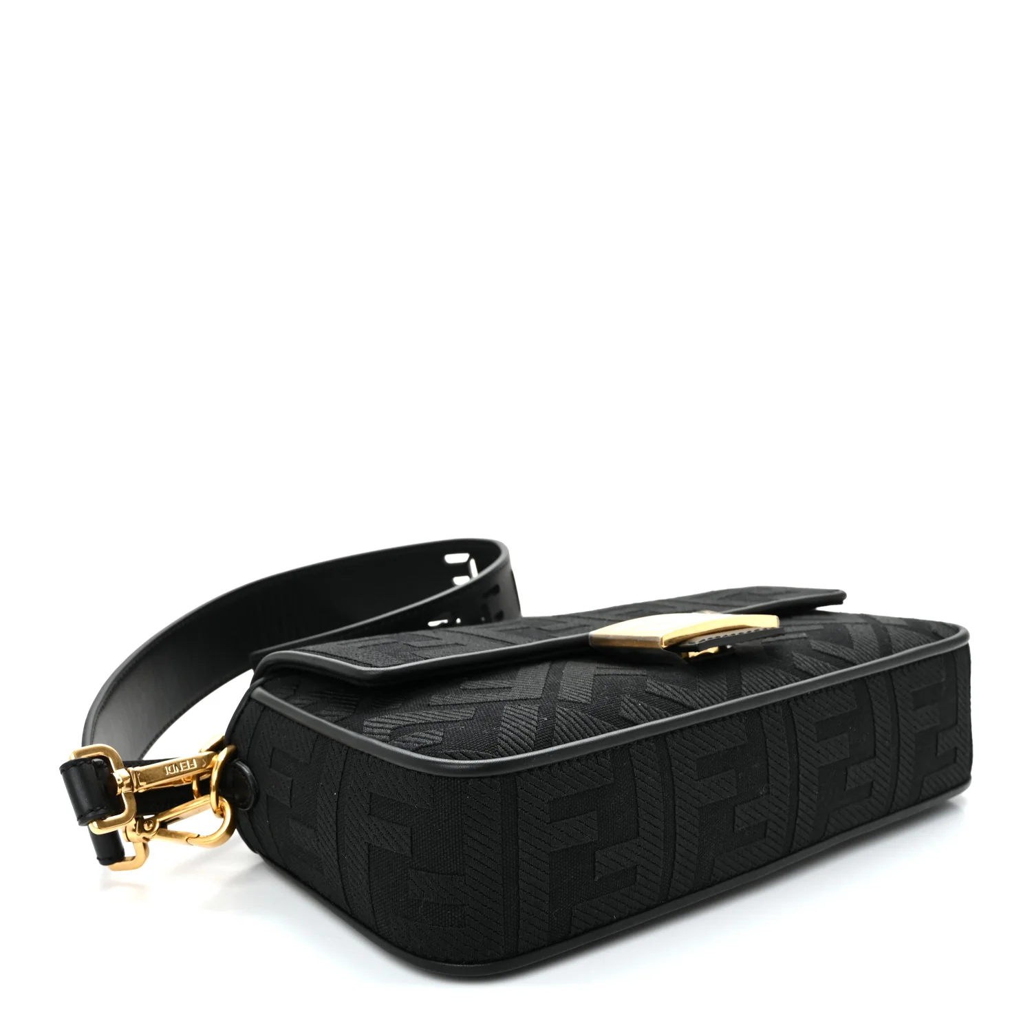 Canvas Vitello King Extra Strap FF Embroidered Baguette Black - Image 4