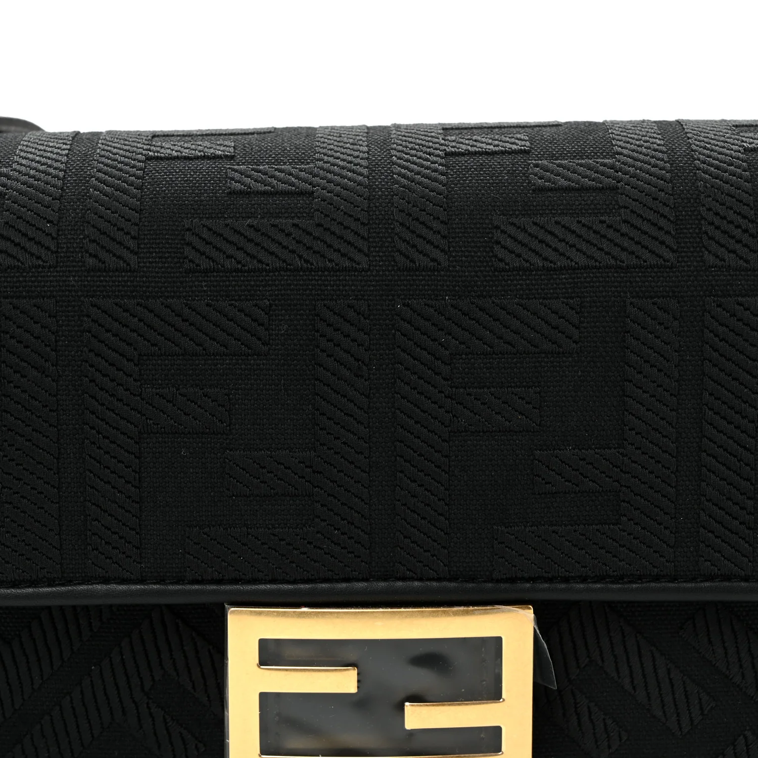 Canvas Vitello King Extra Strap FF Embroidered Baguette Black - Image 8