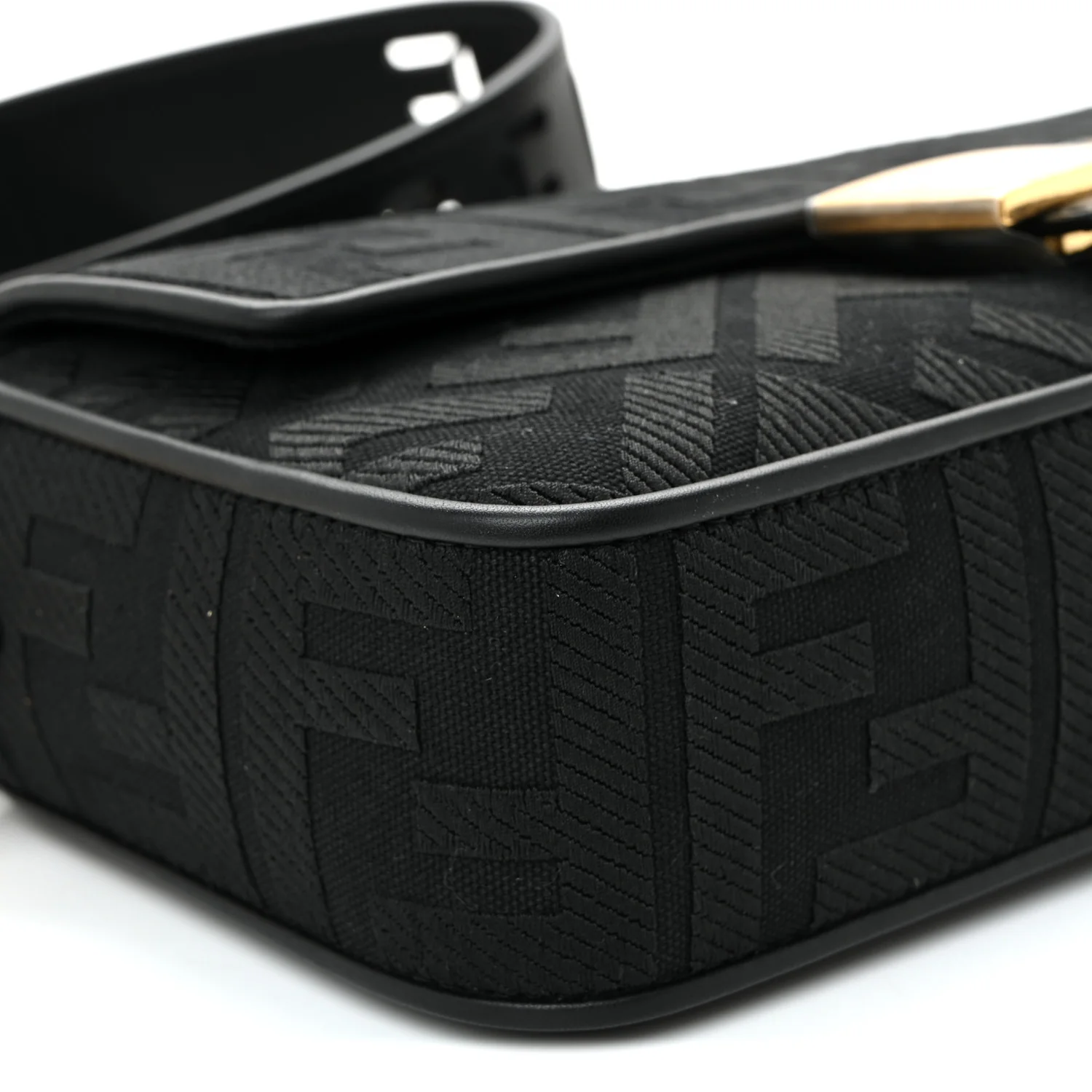 Canvas Vitello King Extra Strap FF Embroidered Baguette Black - Image 9