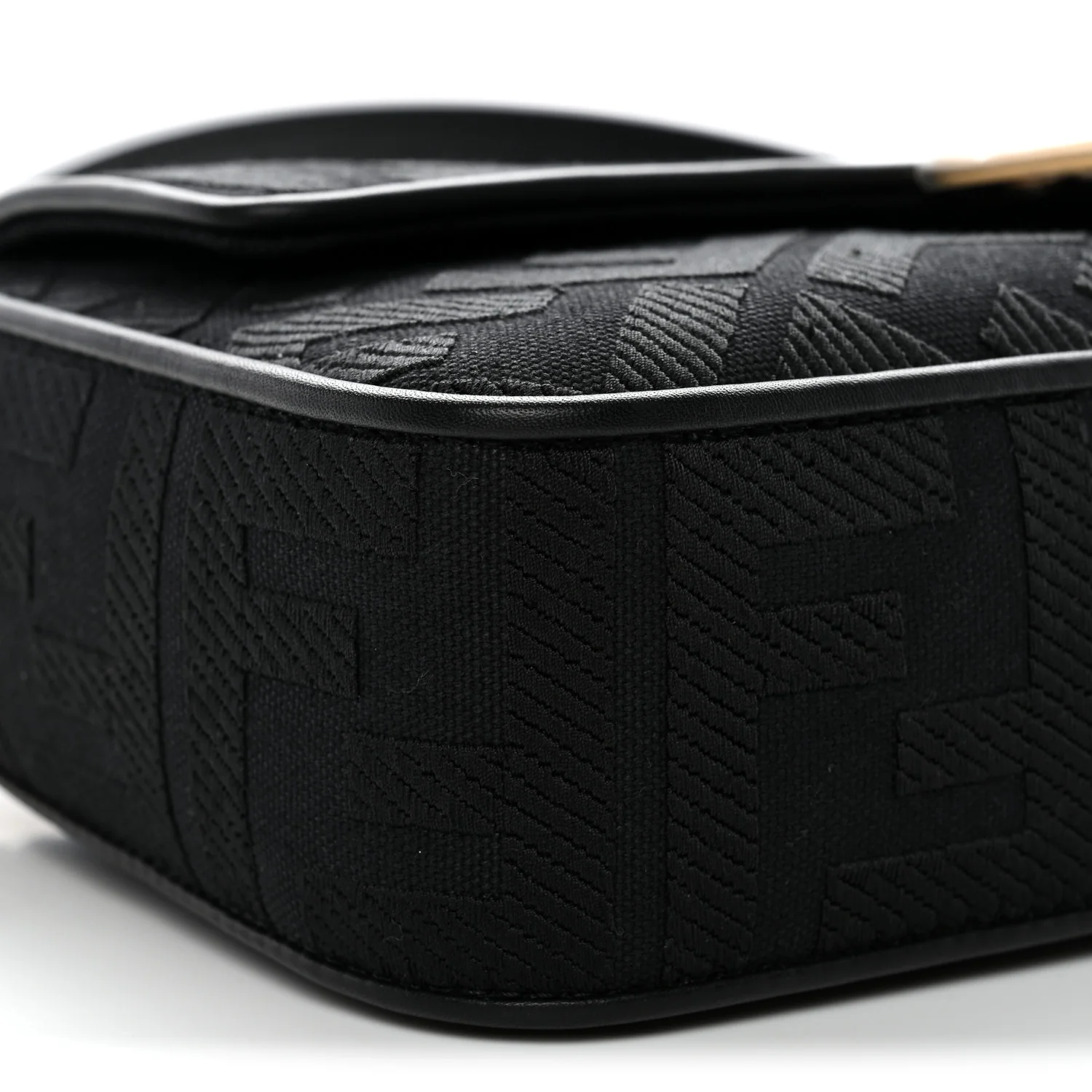 Canvas Vitello King Extra Strap FF Embroidered Baguette Black - Image 8