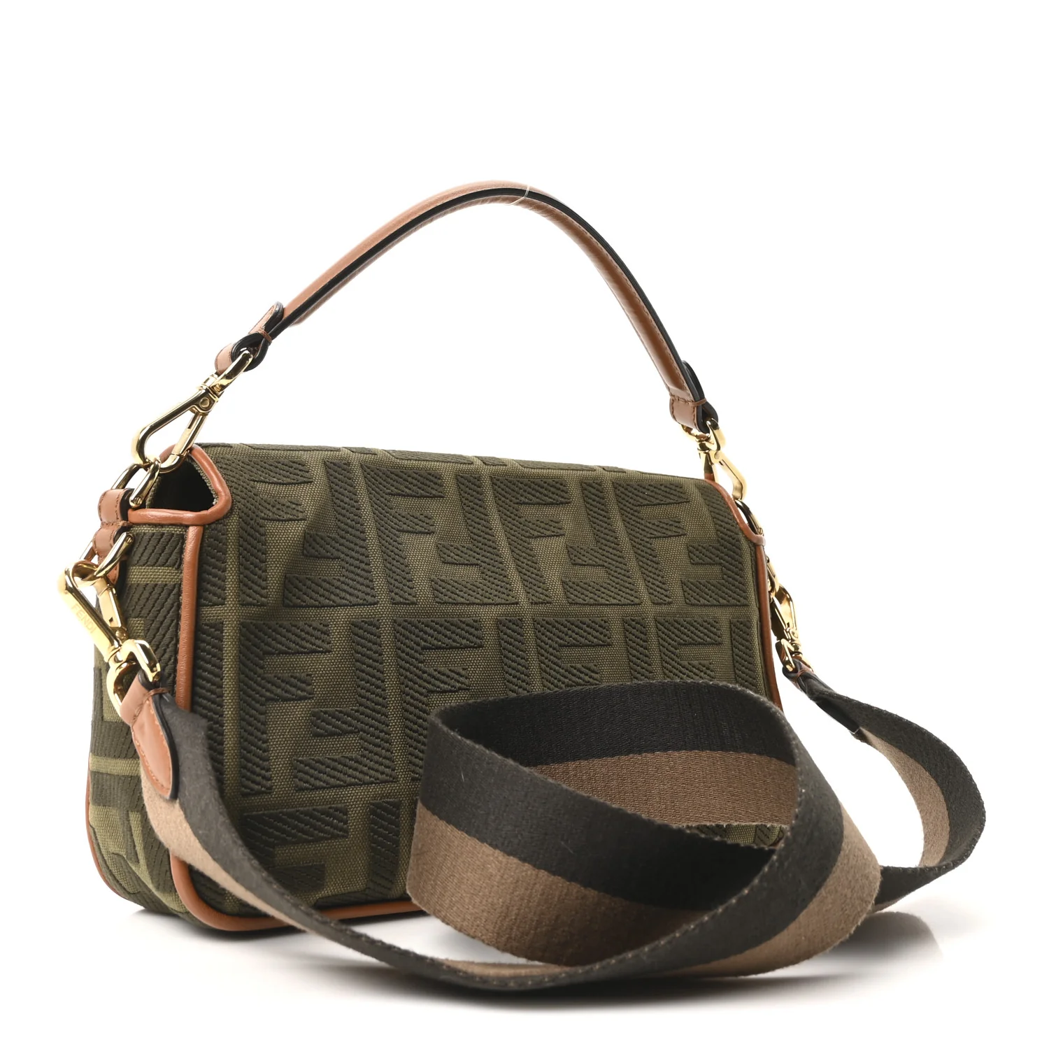 Canvas Vitello King FF Embroidered Baguette Amazzonia Cuoio - Image 3