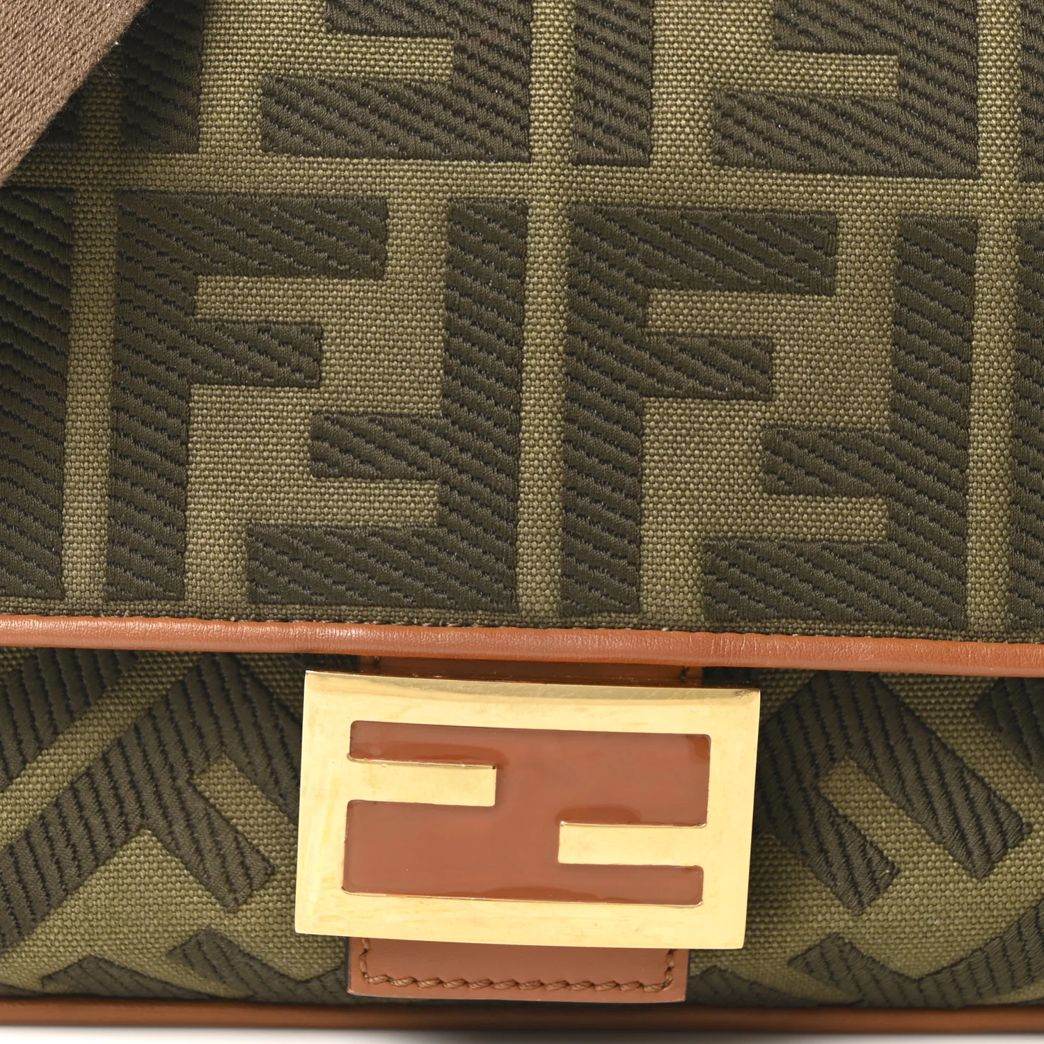 Canvas Vitello King FF Embroidered Baguette Amazzonia Cuoio - Image 8
