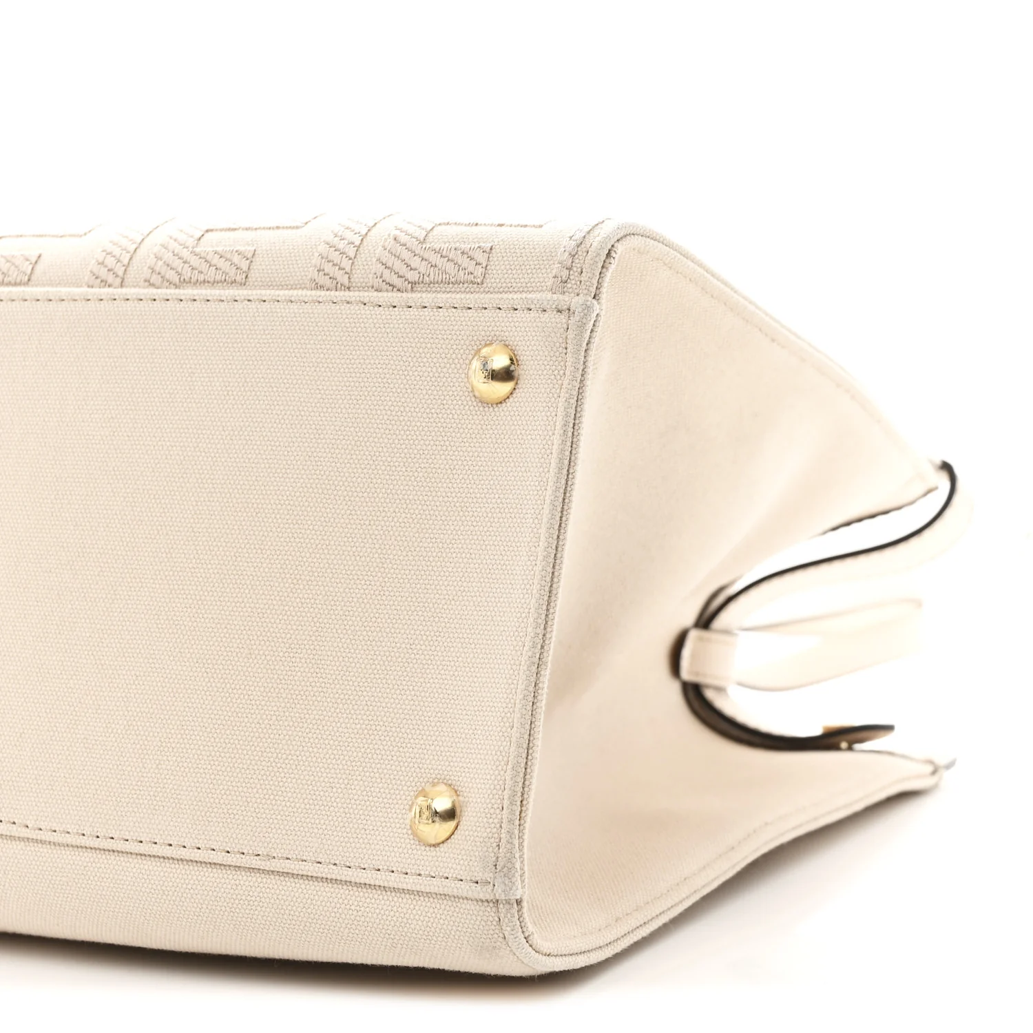 Canvas Vitello King FF Embroidered Medium Peekaboo X-Tote Poudre - Image 10