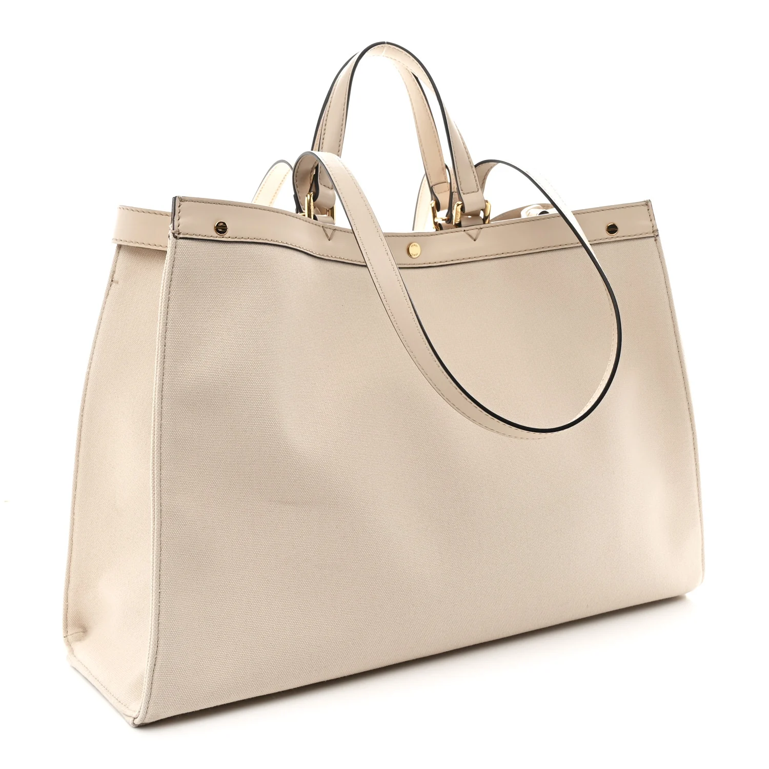 Canvas Vitello King FF Embroidered Medium Peekaboo X-Tote Poudre - Image 3