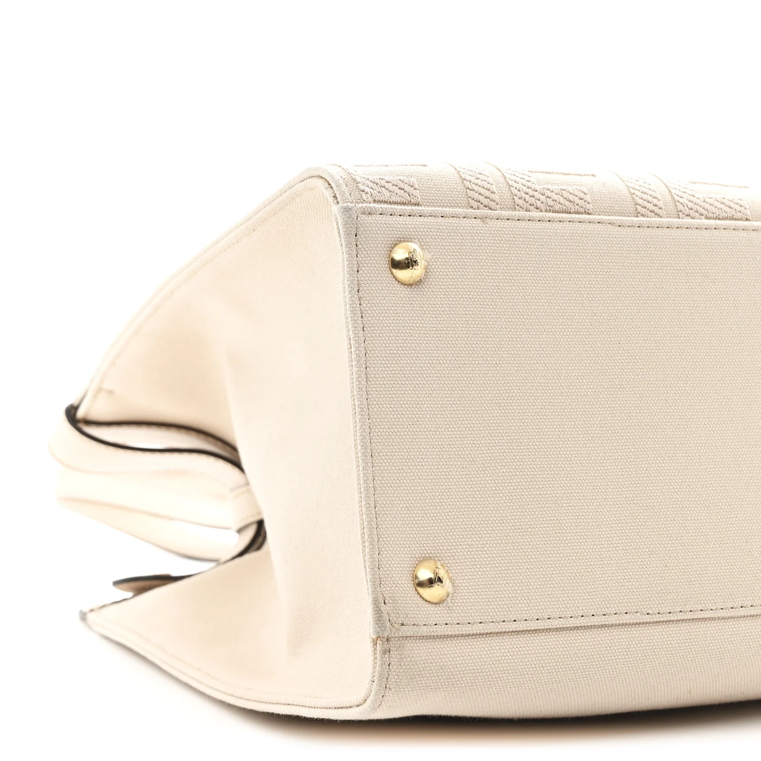 Canvas Vitello King FF Embroidered Medium Peekaboo X-Tote Poudre - Image 9
