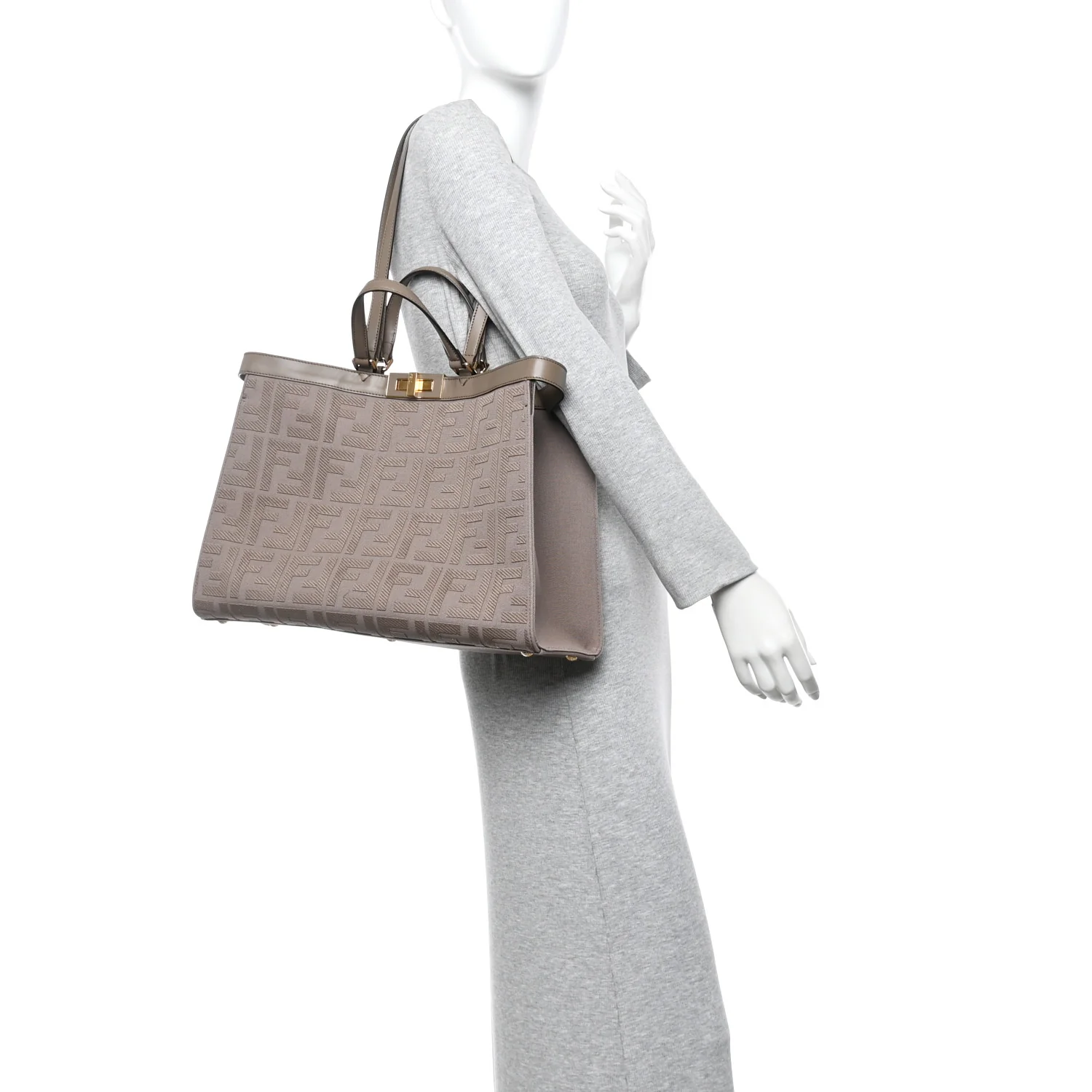 Canvas Vitello King FF Embroidered Medium Peekaboo X-Tote Tartufo - Image 2
