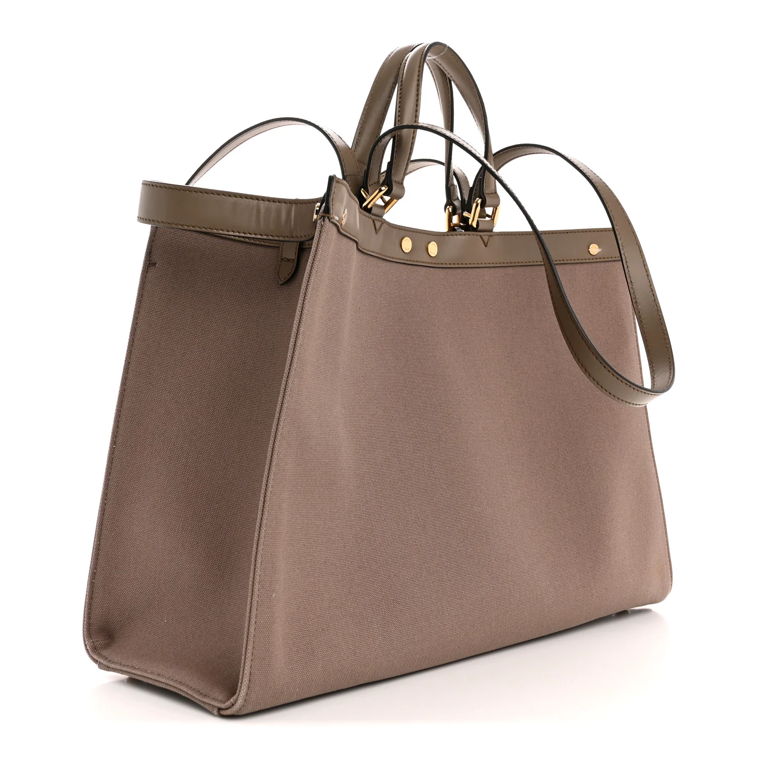 Canvas Vitello King FF Embroidered Medium Peekaboo X-Tote Tartufo - Image 3