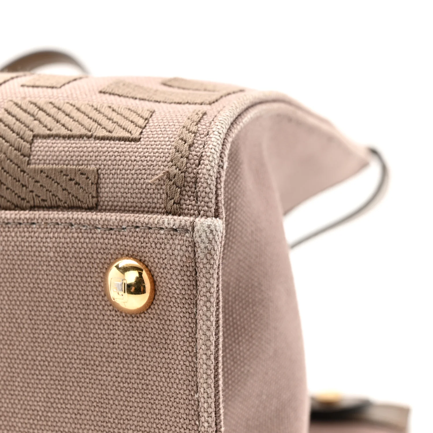 Canvas Vitello King FF Embroidered Medium Peekaboo X-Tote Tartufo - Image 11