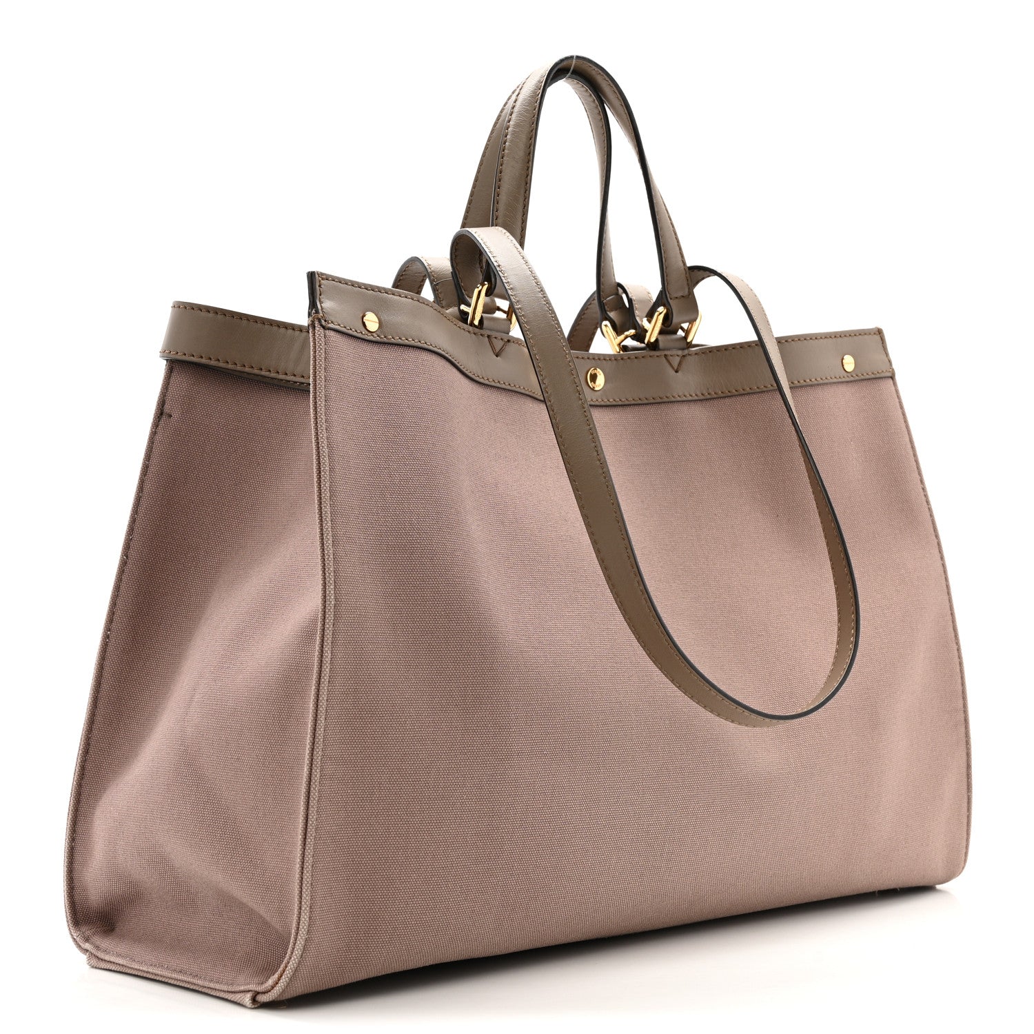 Canvas Vitello King FF Embroidered Medium Peekaboo X-Tote Tartufo - Image 3