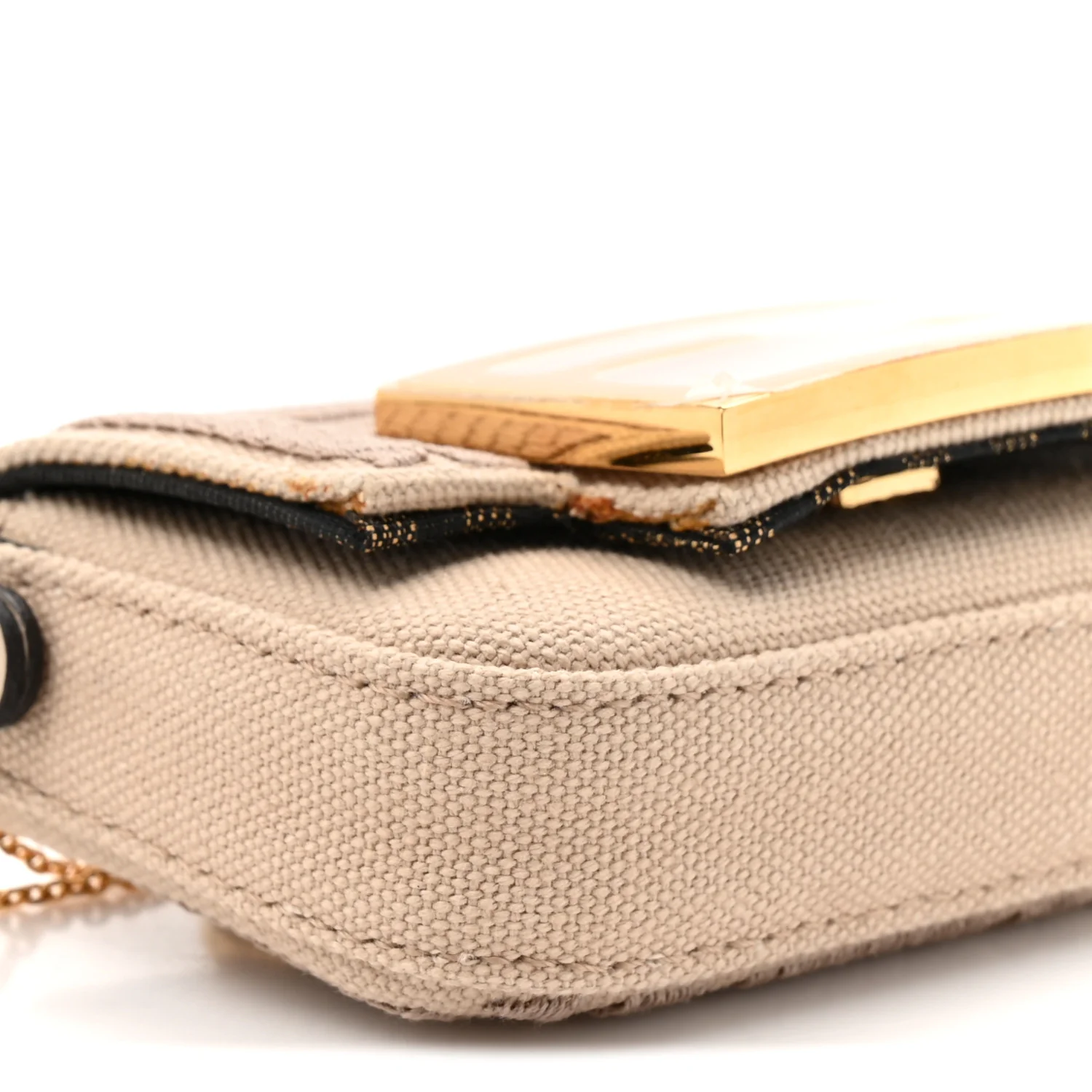 Canvas Vitello King FF Embroidered Nano Maxi Buckle Baguette Charm Nuvola - Image 10