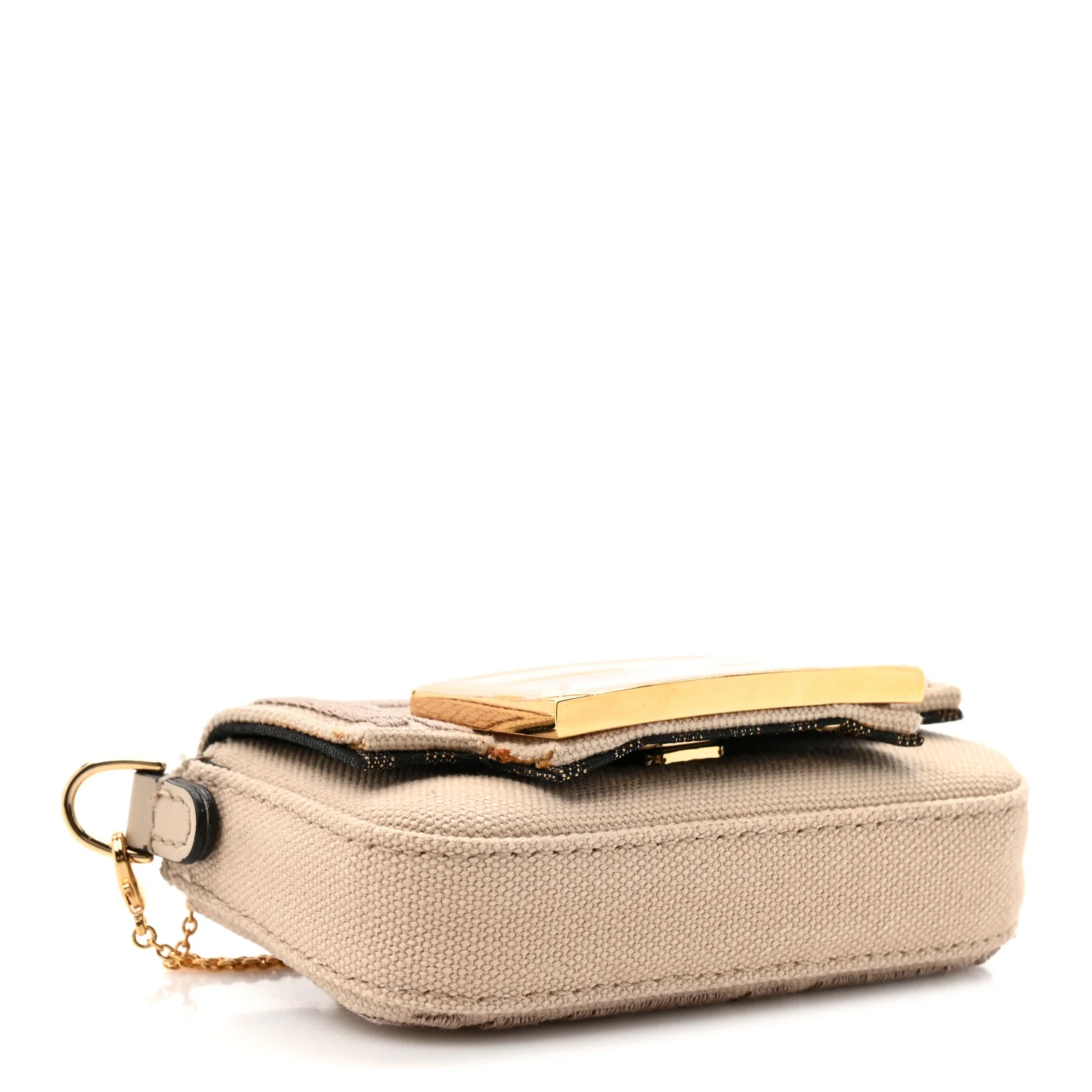 Canvas Vitello King FF Embroidered Nano Maxi Buckle Baguette Charm Nuvola - Image 4