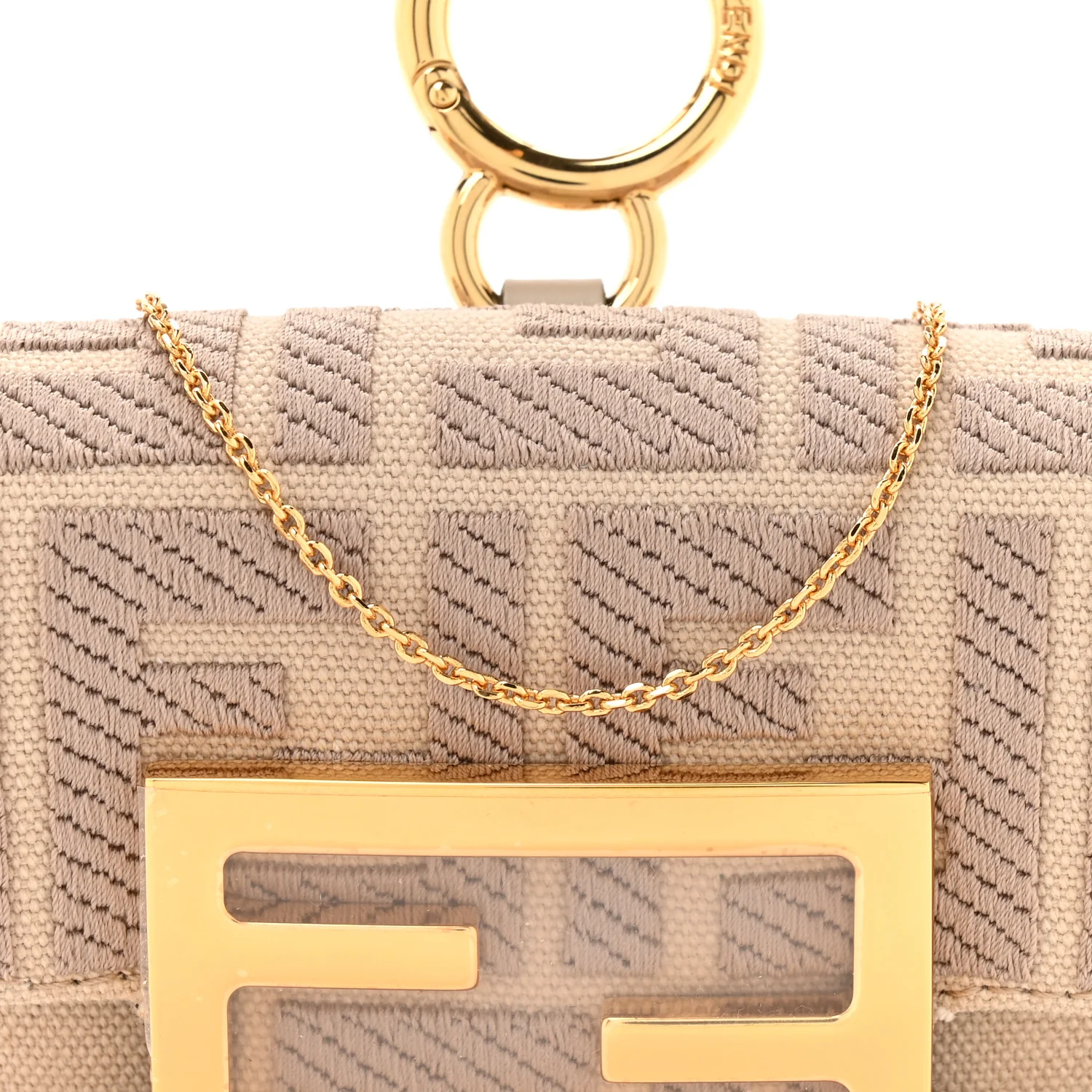 Canvas Vitello King FF Embroidered Nano Maxi Buckle Baguette Charm Nuvola - Image 8