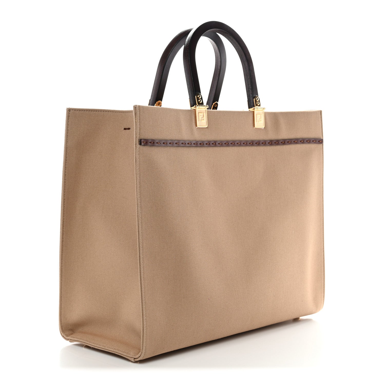 Canvas Vitello King Logo Embroidered Medium Fendi Sunshine Shopper Tote Sand Ghianda - Image 6