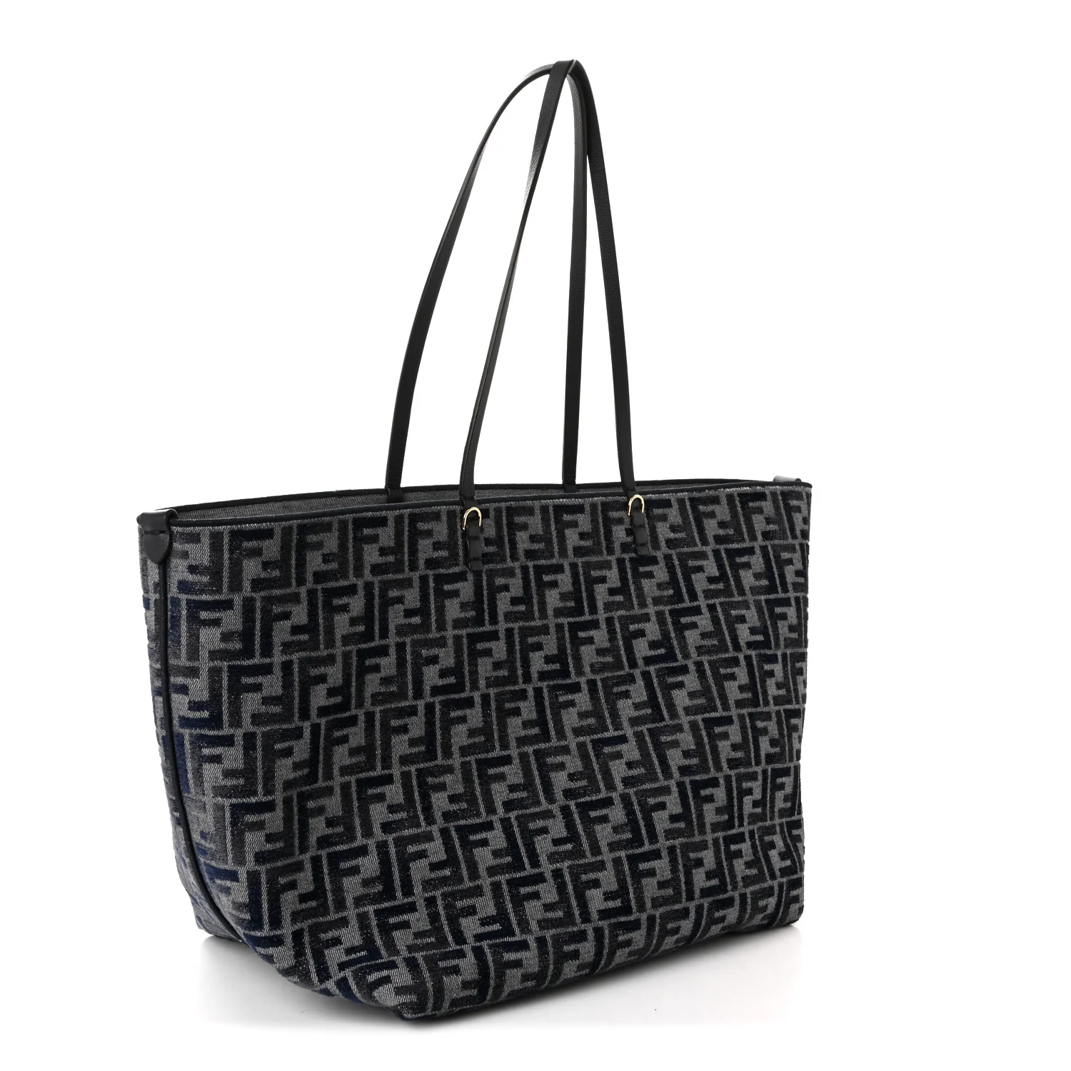 Chenille Vitello Santa Barbara FF Large Roll Reversible Shopping Tote Grigio Notte Flamingo - Image 3