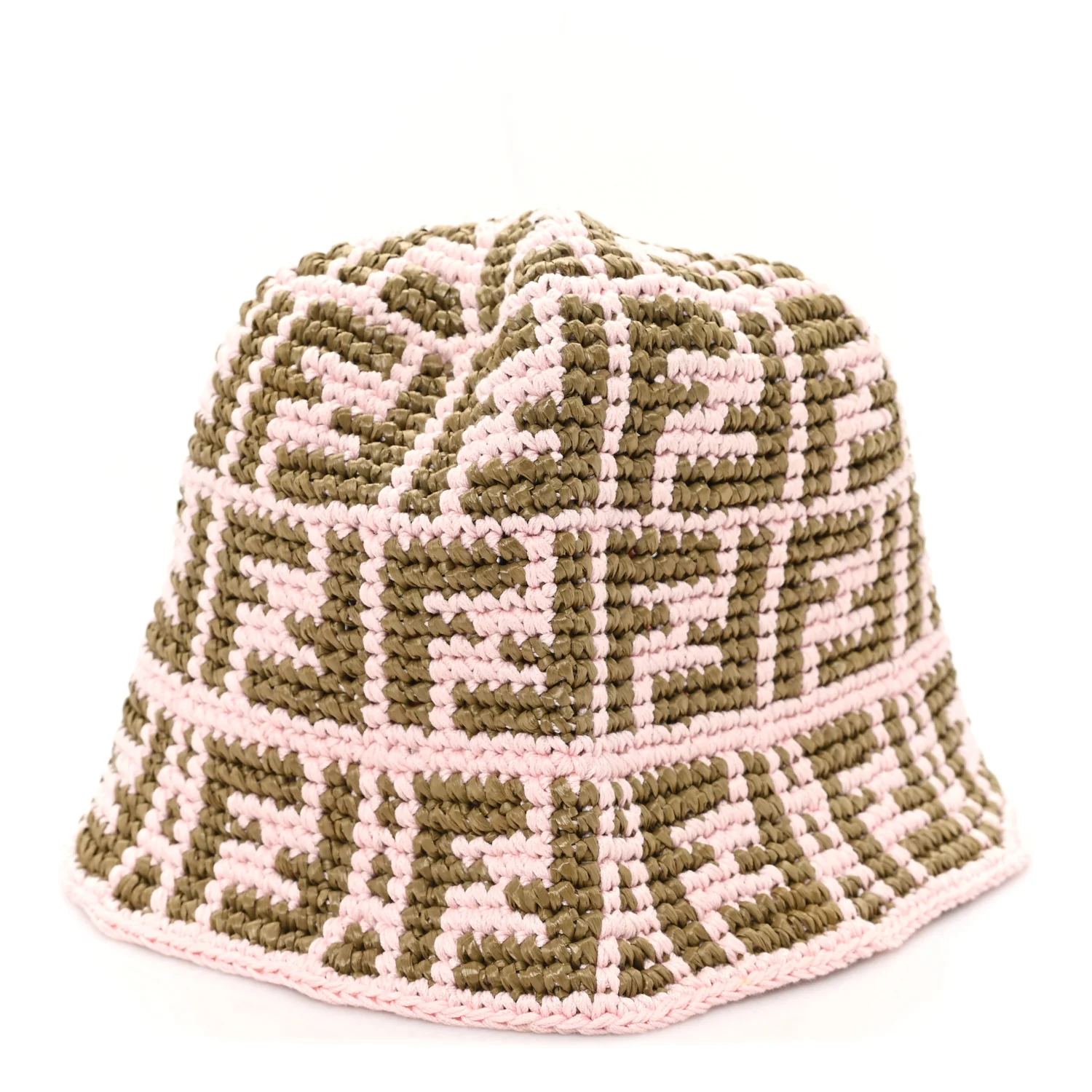 Cotton Rayon FF Woven Bucket Hat S/M Pink Khaki - Image 4