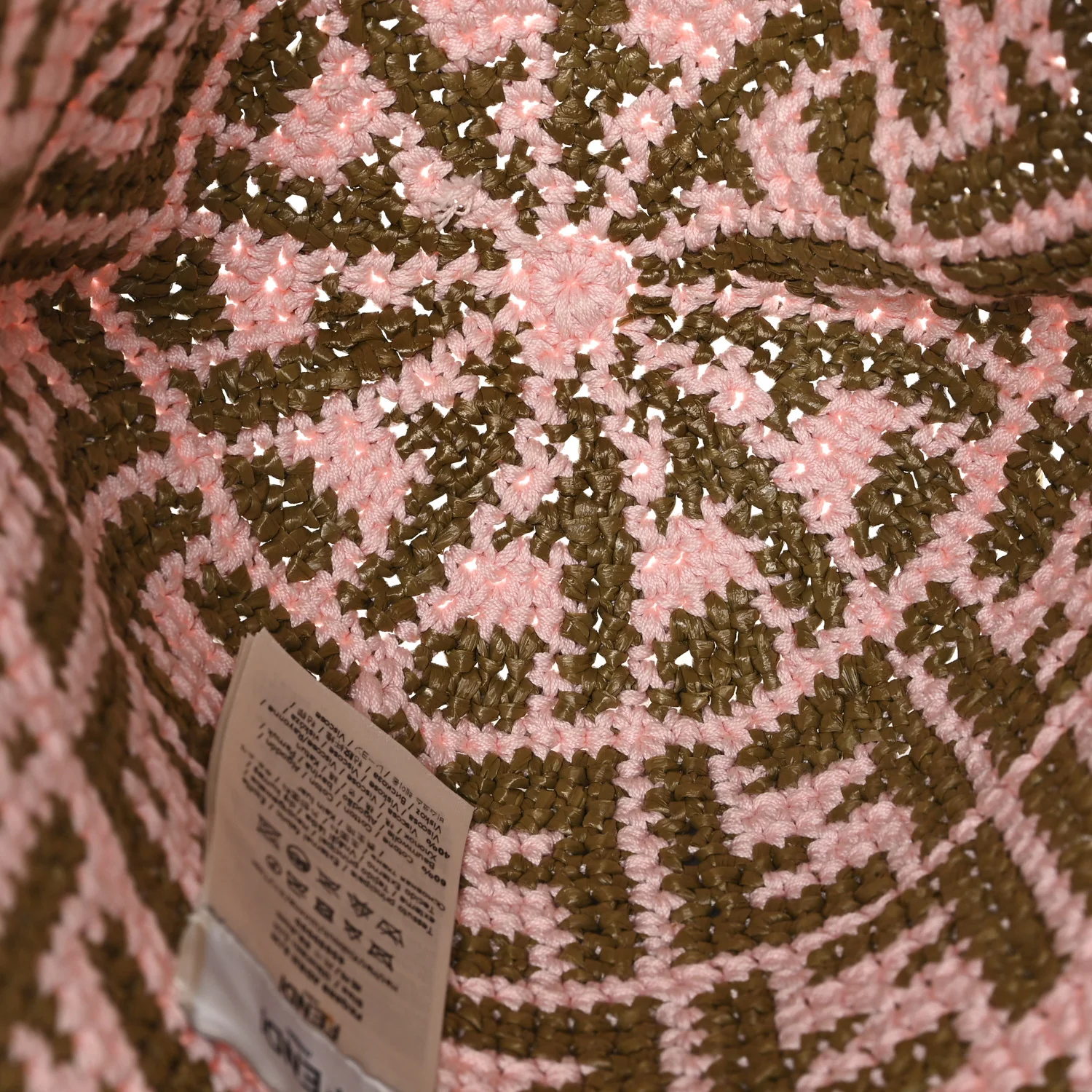 Cotton Rayon FF Woven Bucket Hat S/M Pink Khaki - Image 7