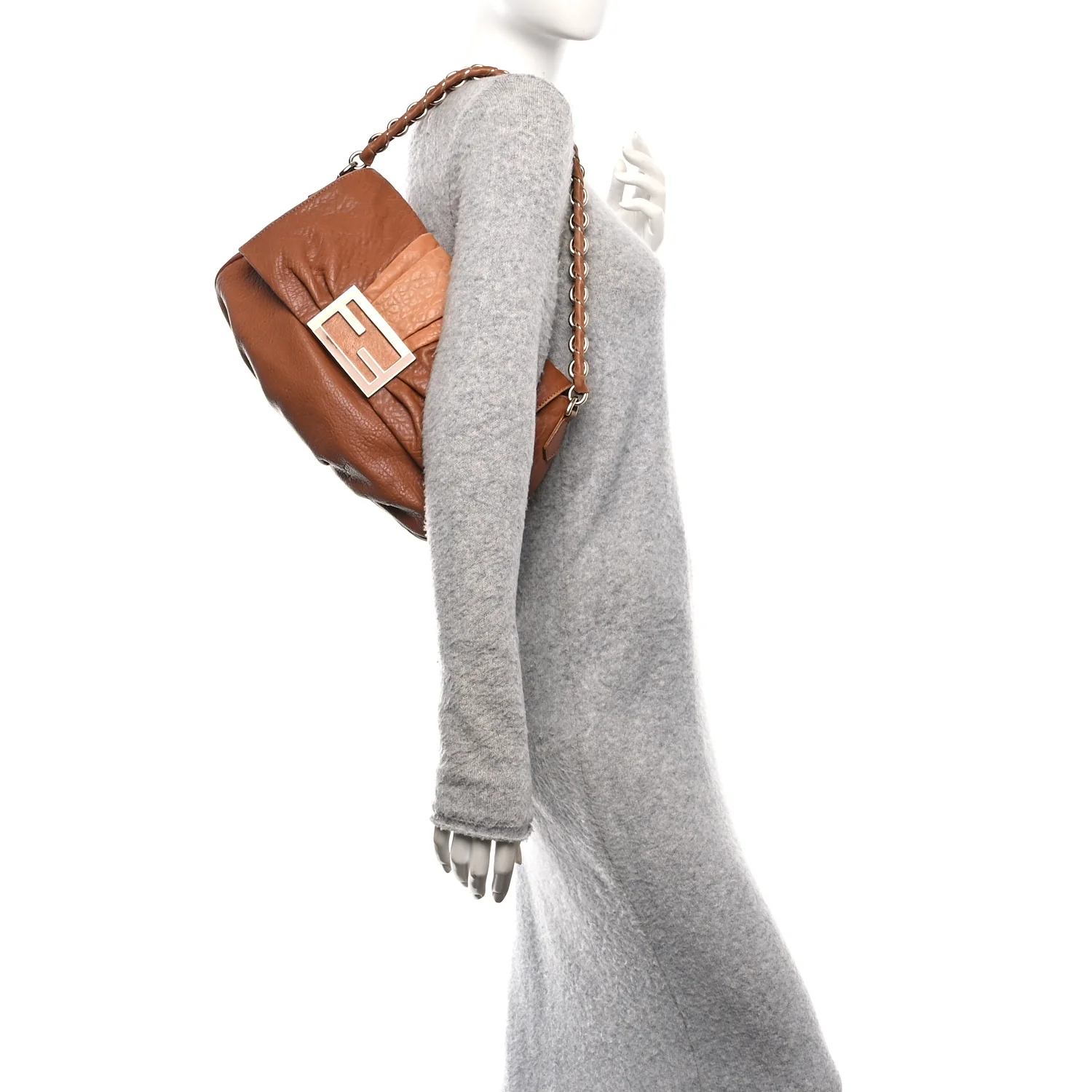 Crinkled Lambskin Mia Shoulder Flap Camel - Image 2