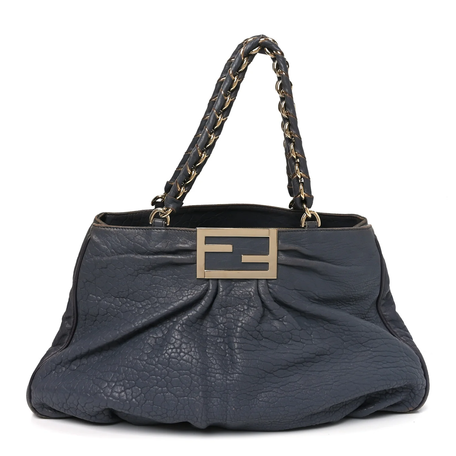 Crinkled Lambskin Mia Tote Blue