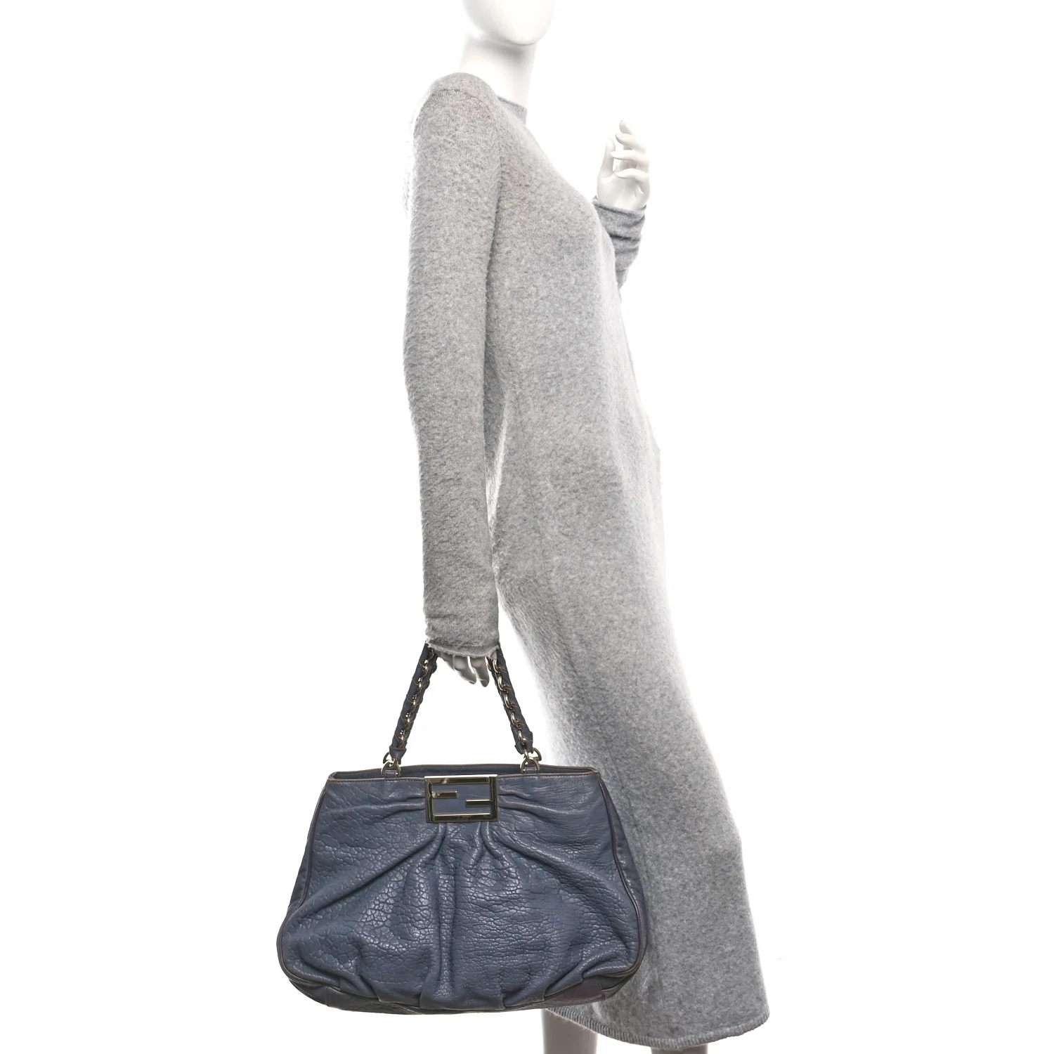 Crinkled Lambskin Mia Tote Blue - Image 2