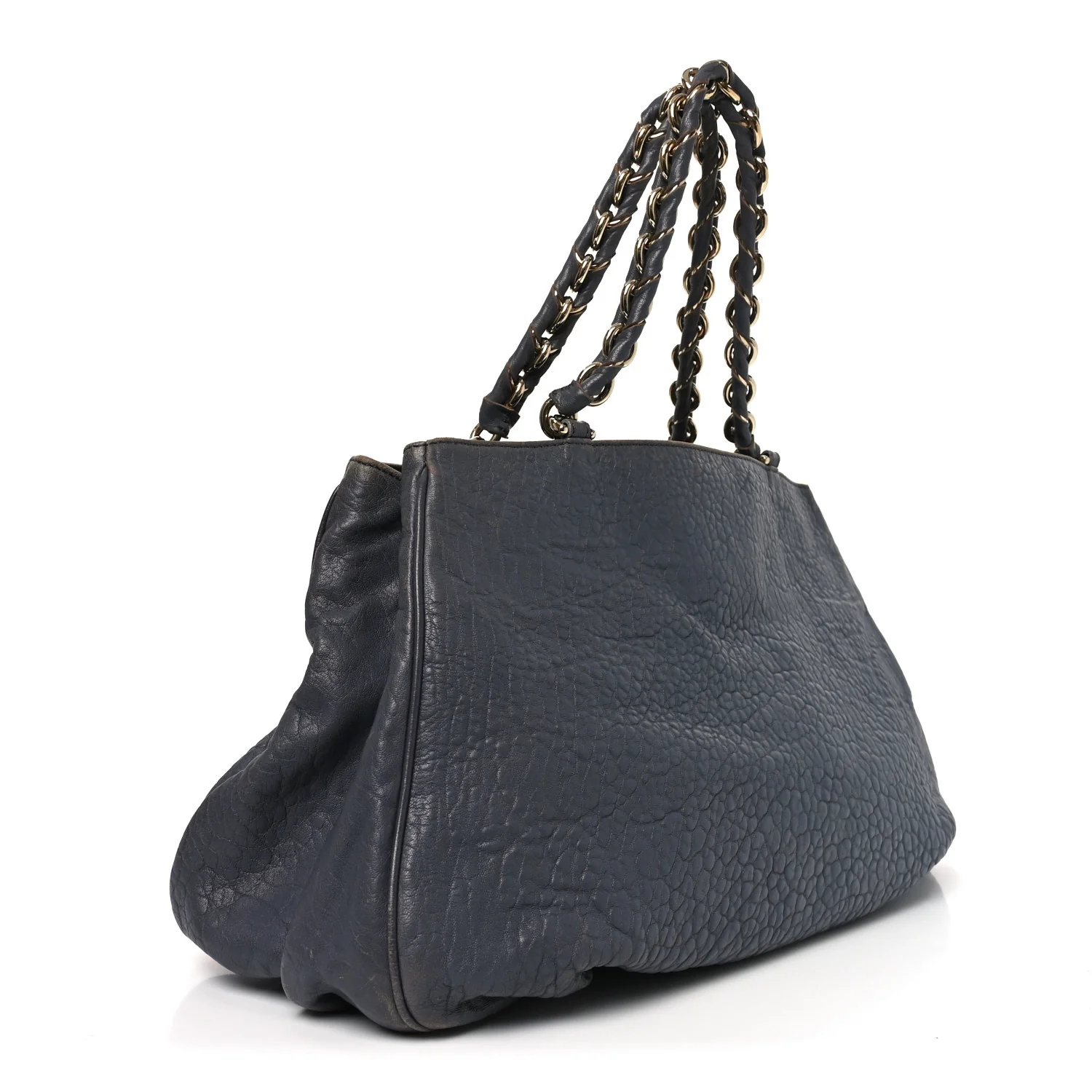 Crinkled Lambskin Mia Tote Blue - Image 3
