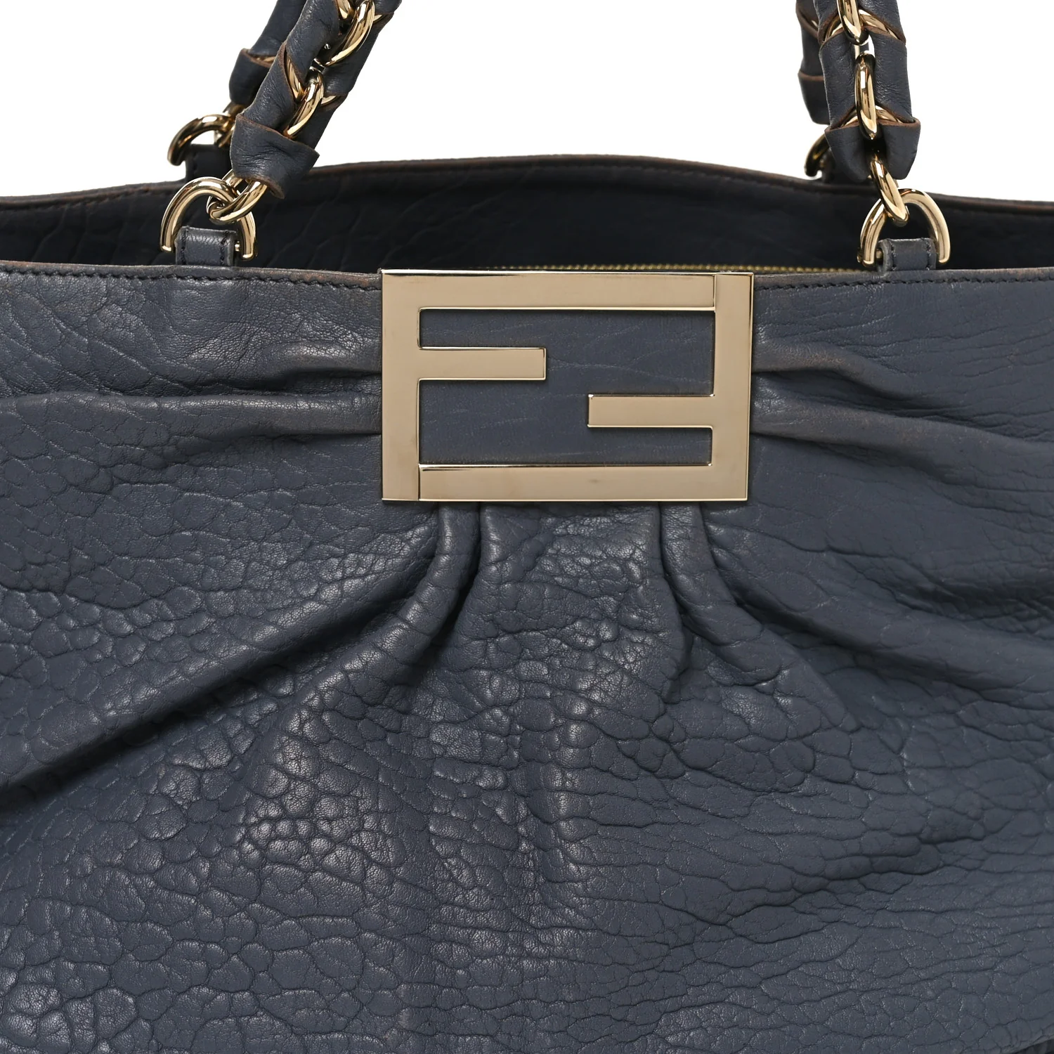 Crinkled Lambskin Mia Tote Blue - Image 8