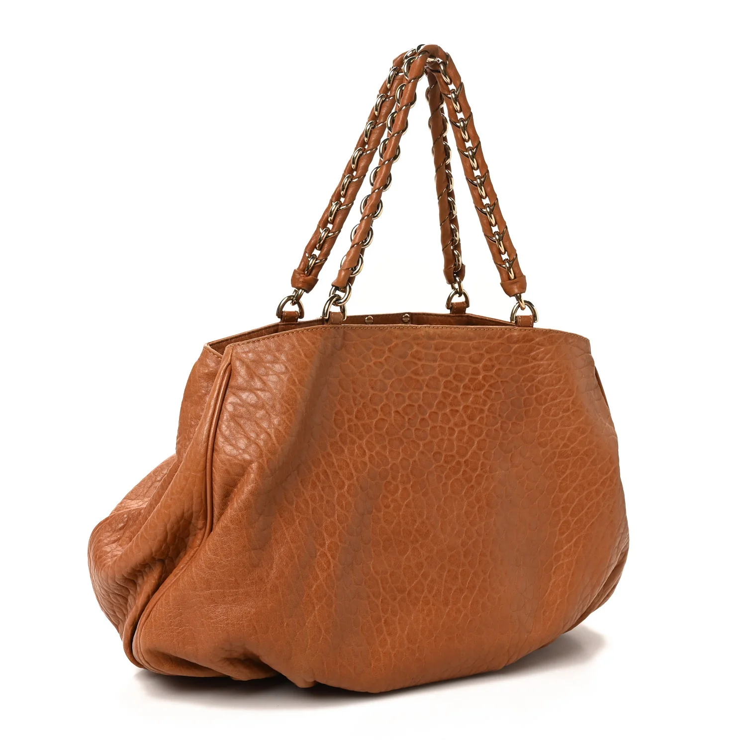 Crinkled Lambskin Mia Tote Camel - Image 3
