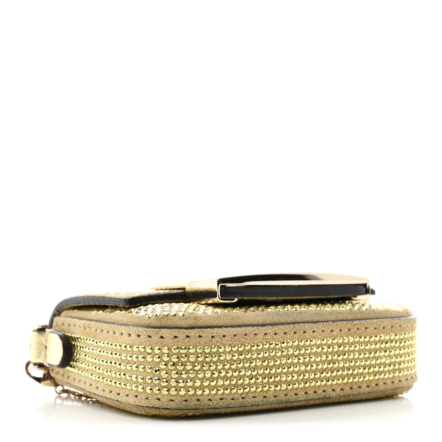 Crystal Vitello Laminato FF Nano Maxi Buckle Baguette Charm Light Gold - Image 3