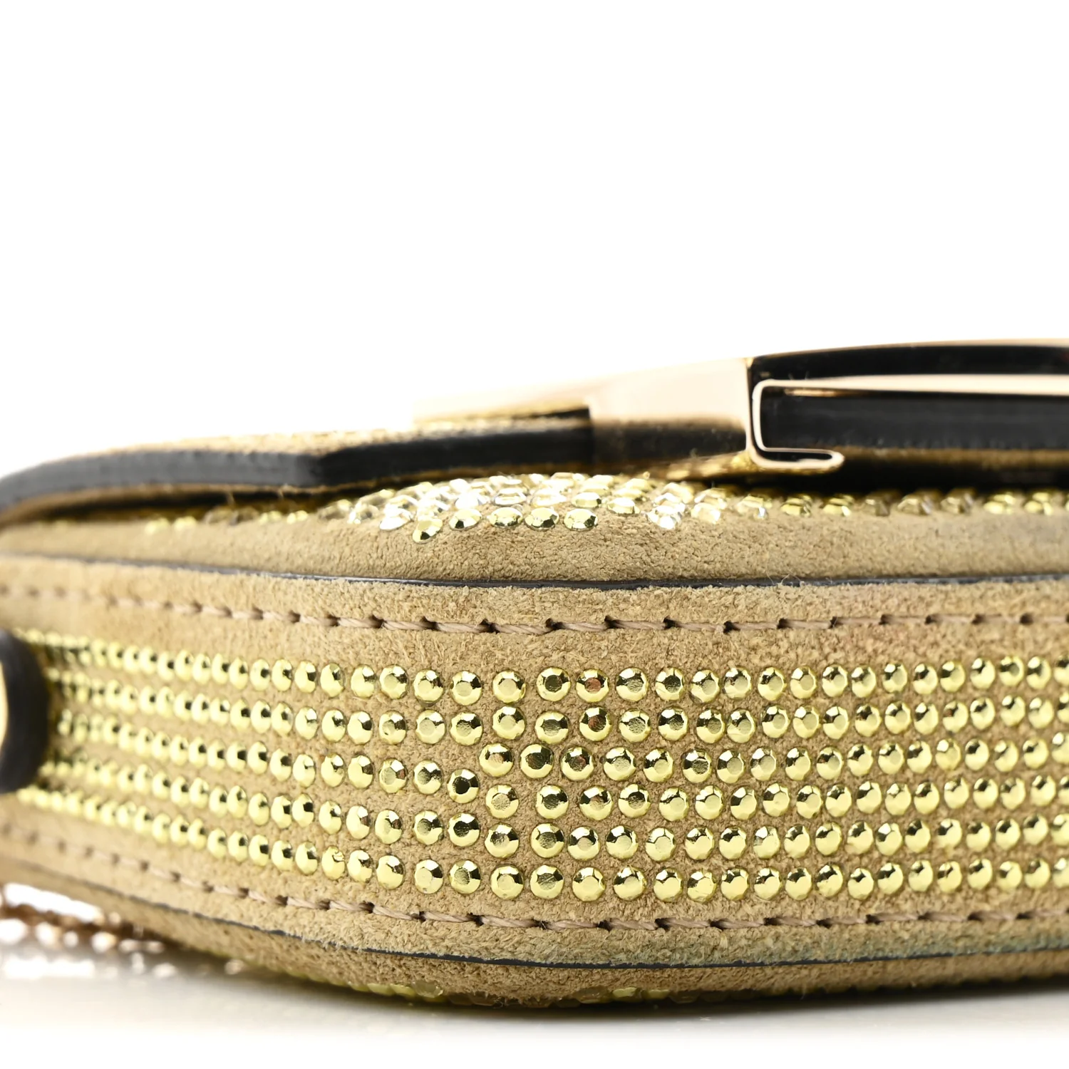 Crystal Vitello Laminato FF Nano Maxi Buckle Baguette Charm Light Gold - Image 8