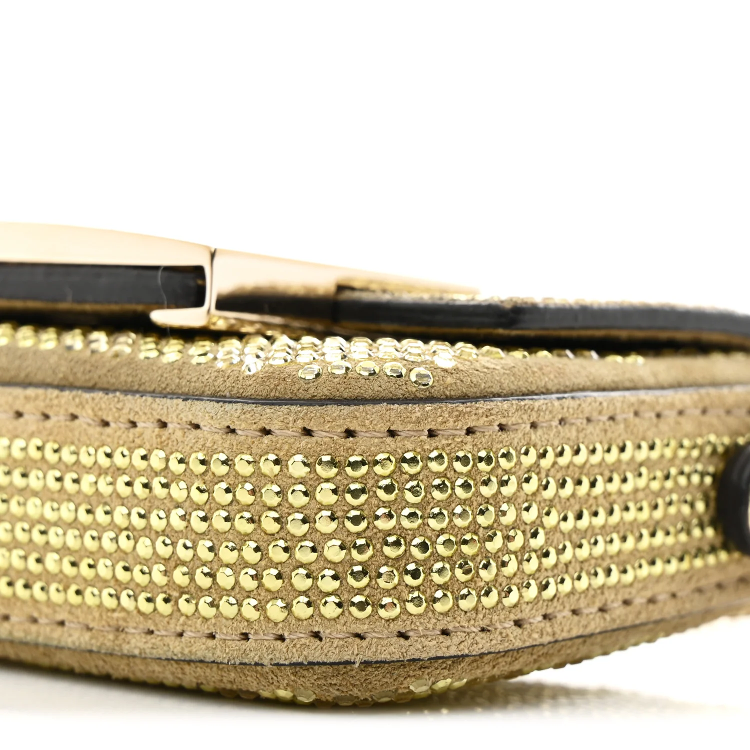 Crystal Vitello Laminato FF Nano Maxi Buckle Baguette Charm Light Gold - Image 9